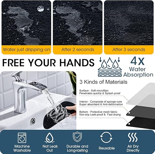 Miniatura 6 de 4P Alfombrilla Magnética para Refrigerador, Bandeja de Goteo de Agua, Protector de Salpicaduras de Cocina, Almohadillas de Seco de Tela Absorbente