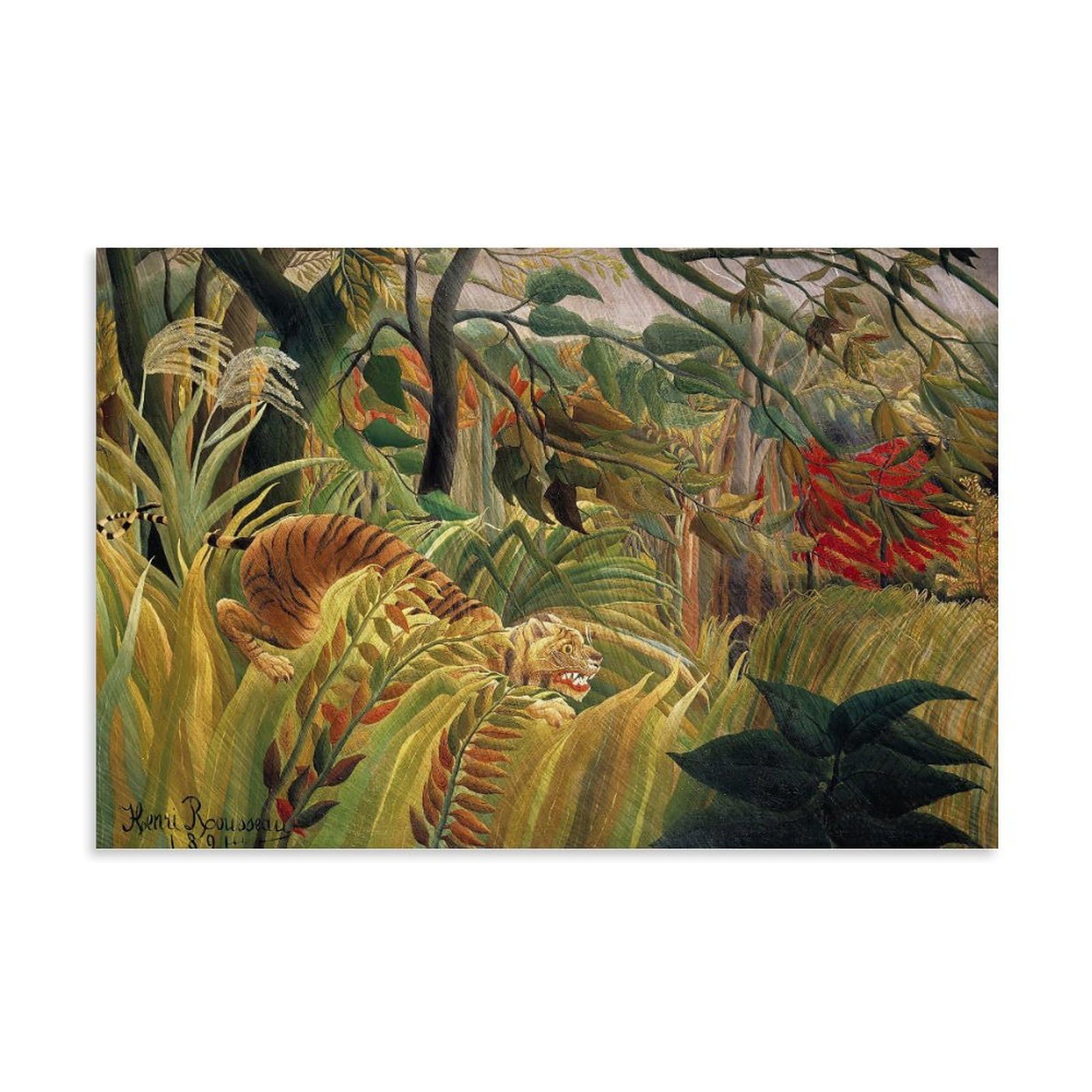 YiQuSoft Henri Rousseau Tiger in A Tropical Storm (Surprised!) (1891) Poster Wall Art Picture Painting Canvas Prints Artworks Bedroom Living Room Decor Unframe-style 08x12inch(20x30cm)