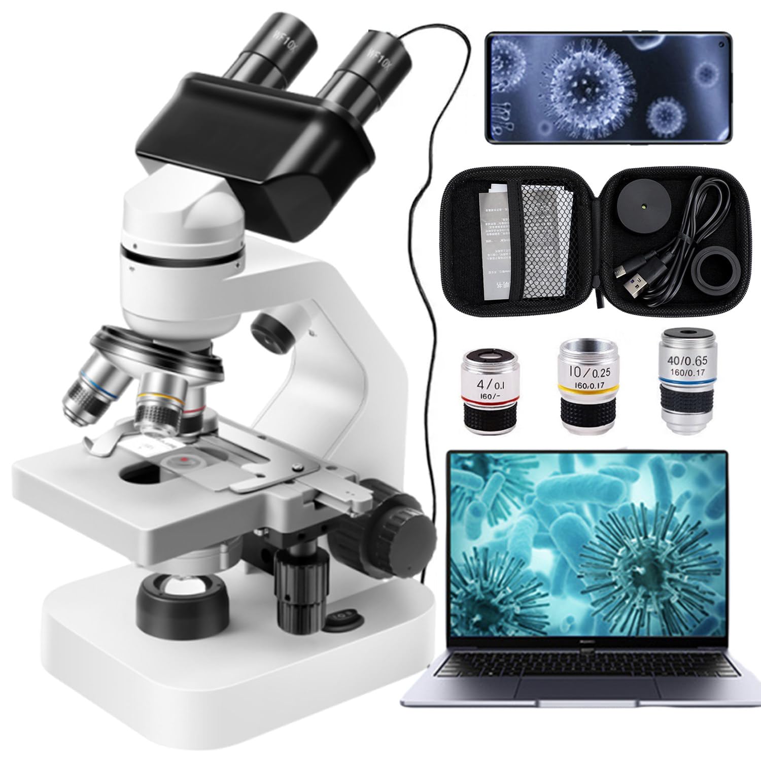 Microscopio Stereo, Microscopio Professionale, con Oculare Elettronico da 200 W, Risoluzione 1920 * 1080, Ingrandimento 40x-2000x, Adatto per Test Sperimentali