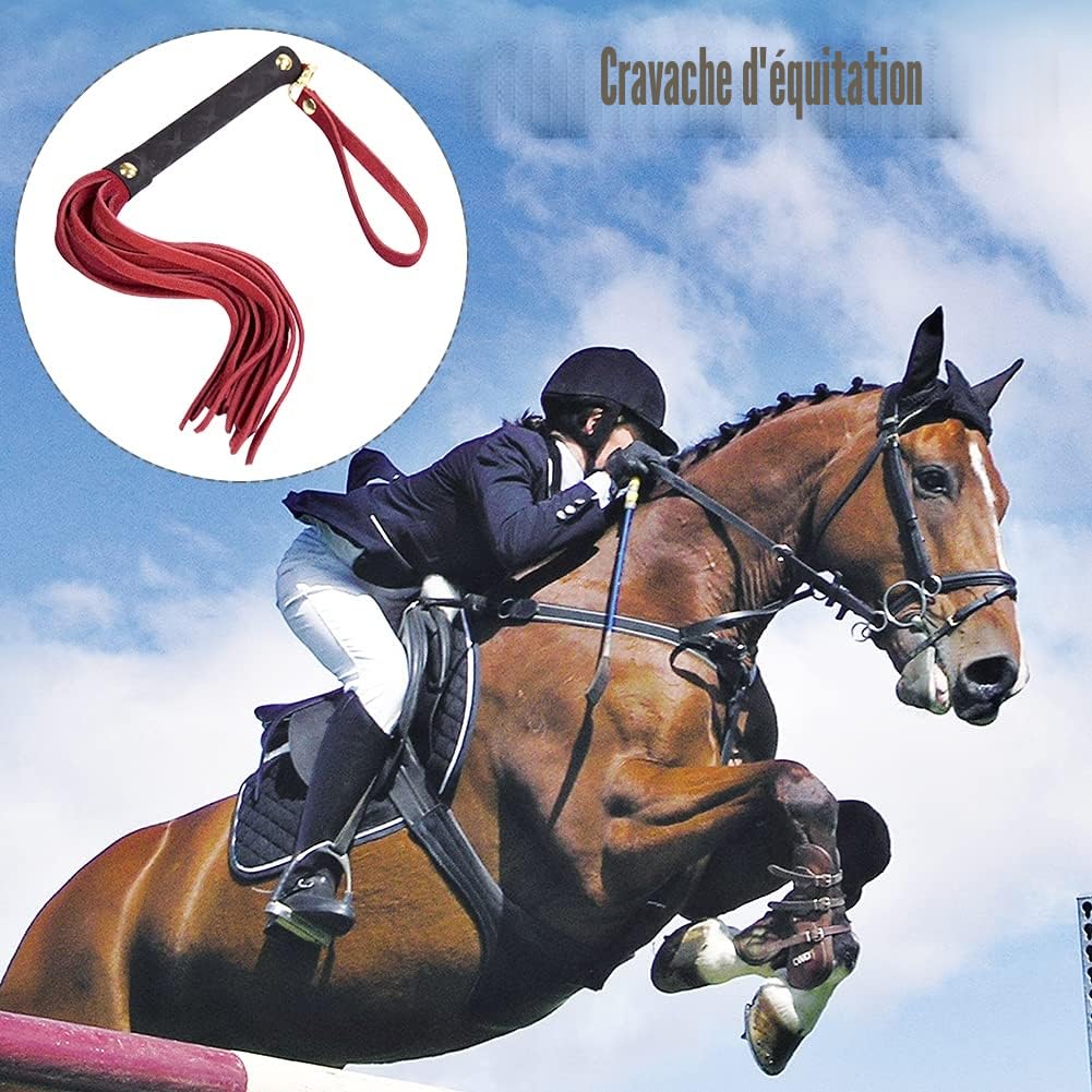 Cravache d'équitation fouet poignée souple harnais cuir synthétique outil enseignement accessoires costume noir