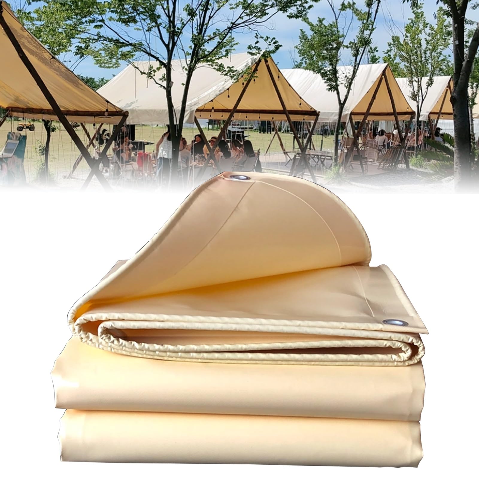 Heavy-duty Outdoor Waterproof Fabric, Weatherproof Tarpaulin, Tarp Cover，tear-resistant, Suitable For Patios, Porches, Pools, RVs, And Camping(9x9m/29.5x29.5ft)