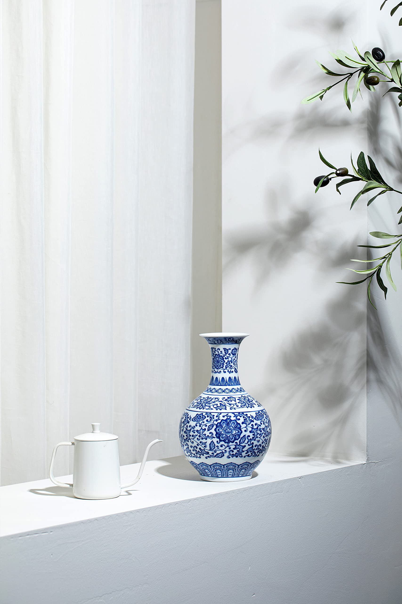 Jarrón Azul y Blanco, jarrones Azules para decoración del hogar, jarrón de Porcelana China, Porcelana Azul y Blanca, jarrón de cerámica para el hogar, Sala de Estar, estantería, Chimenea, centros de