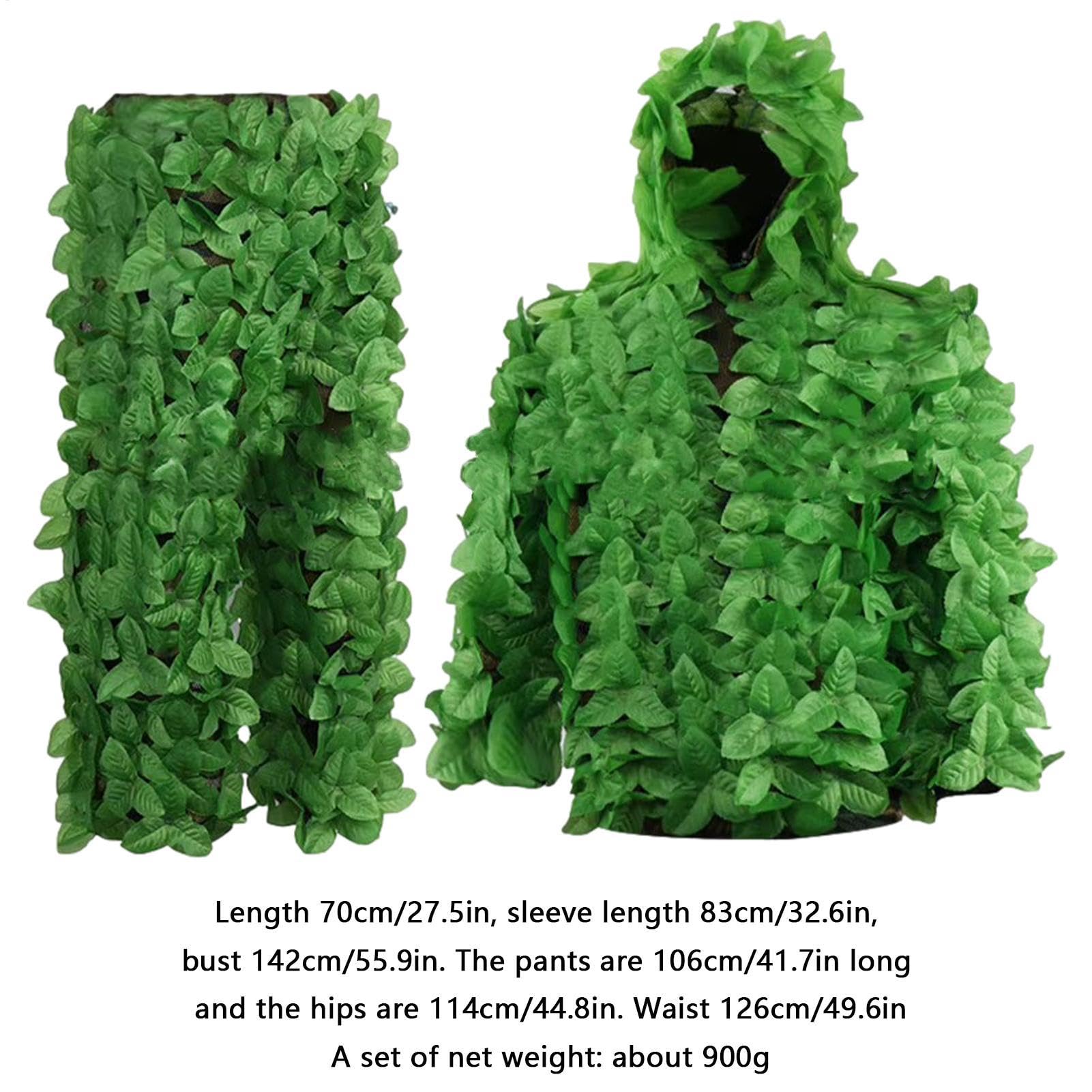 Ghillie - Tuta da Ghillie 3DLeaf con Foglia Mimetica, Costume da cecchino, Camouflage Wood Land Hunting Geely Suits, Foglia Mimetica con Vita Elastica Regolabile