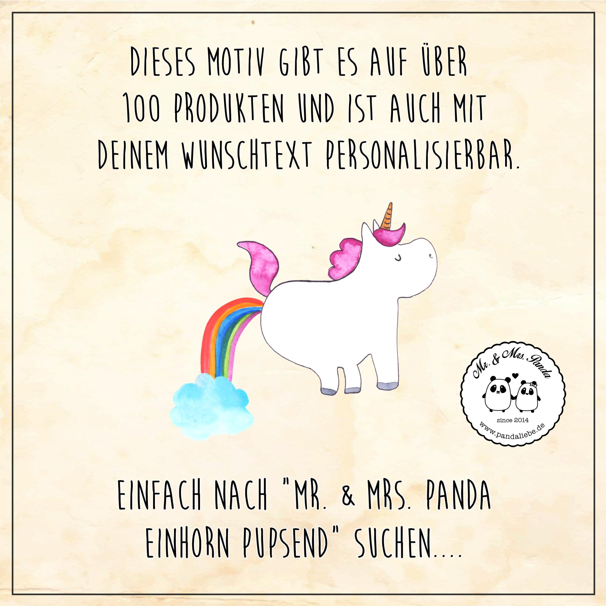 Mr. & Mrs. Panda Türmatte personalisiert Einhorn Pupsen 40 x 60 cm - Personalisierte Geschenke, Fussmatte mit Namen, Schmutzfangmatte, Regenbogen, Fußmatte, Unicorn, Freundin, Pups, personalisierbar