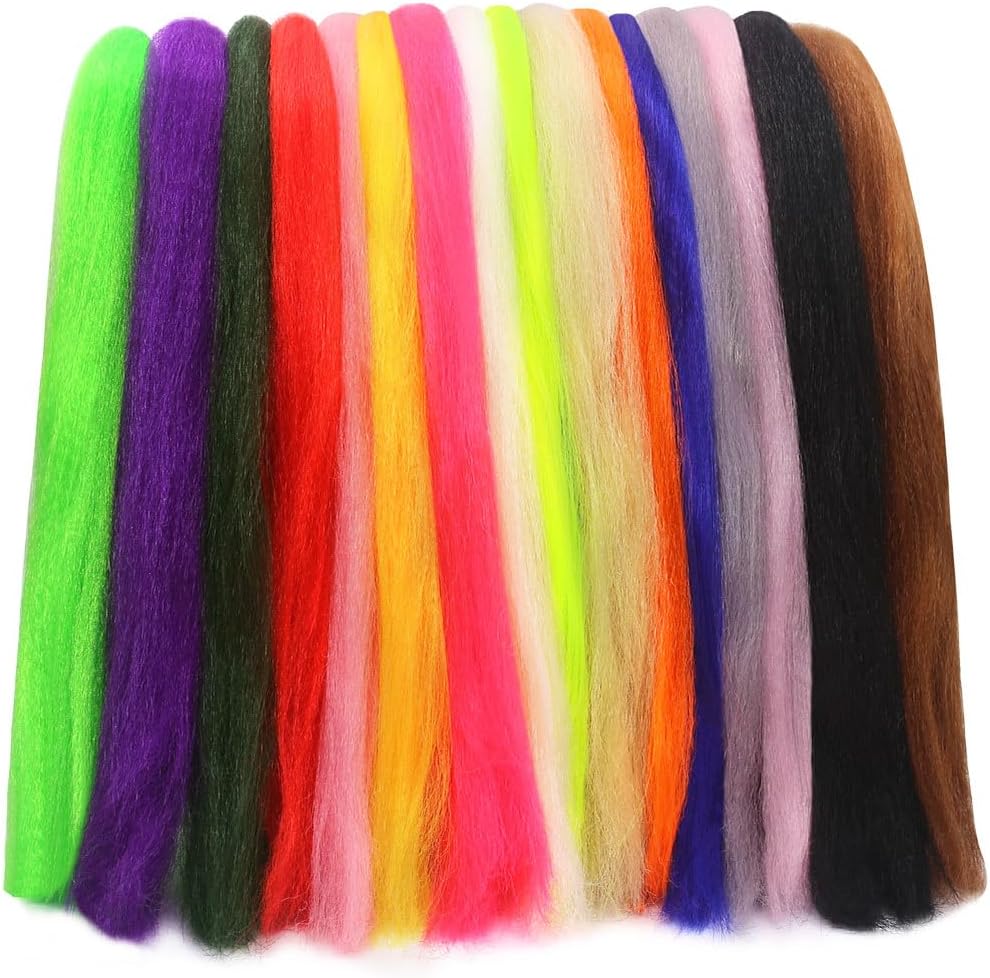 フェイクバックテールフライタイイングマテリアルキット&ndash;12&amp;16色合成バックテールヘア フライフィッシングジグ&amp;スト