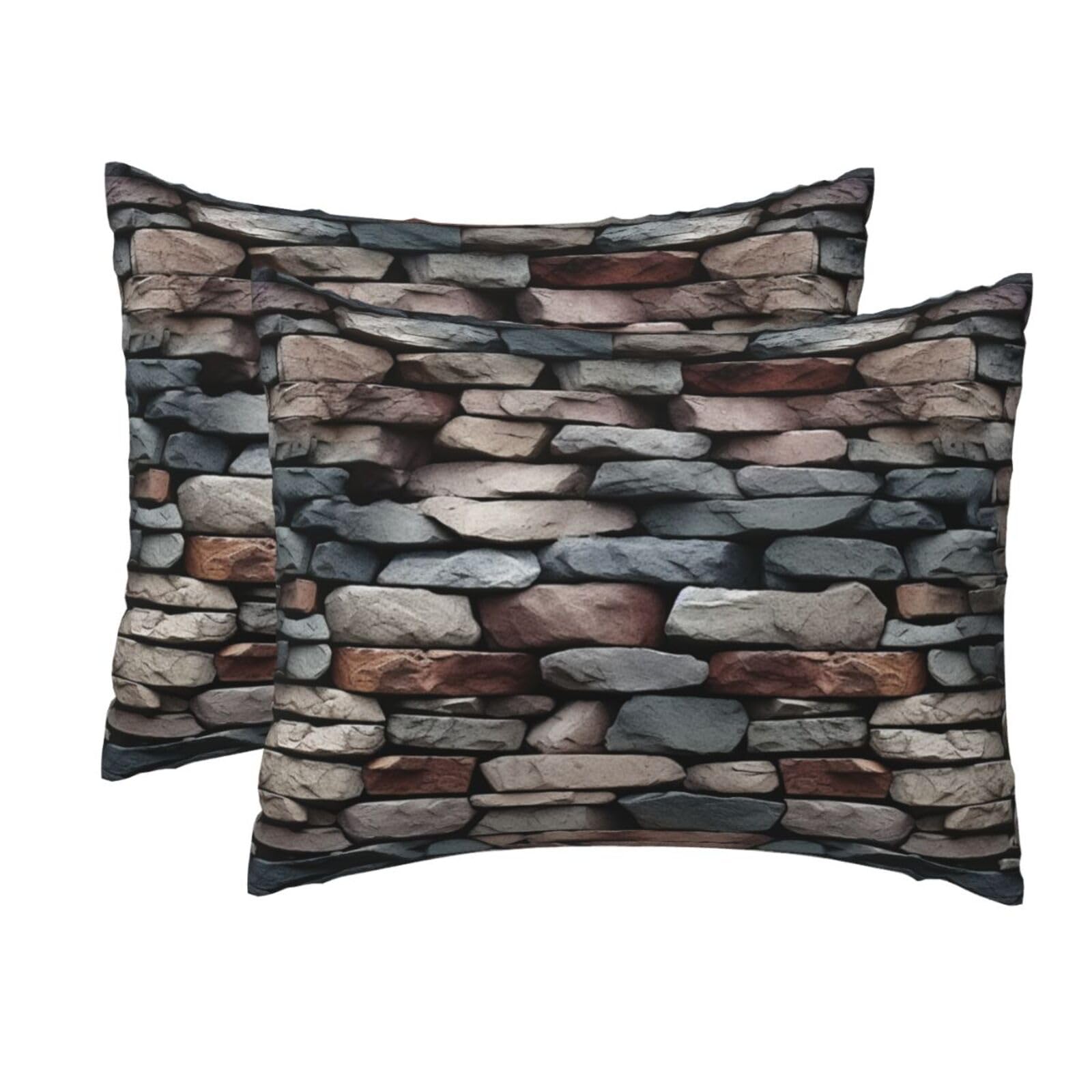 2 Pack Standard Size Pillow Cases for Hair and Skin Soft Breathable Pillow Case Covers with Hidden Zipper Stone Pillowcase 20x26 Inches Pillow Cover for Sleeping Gift