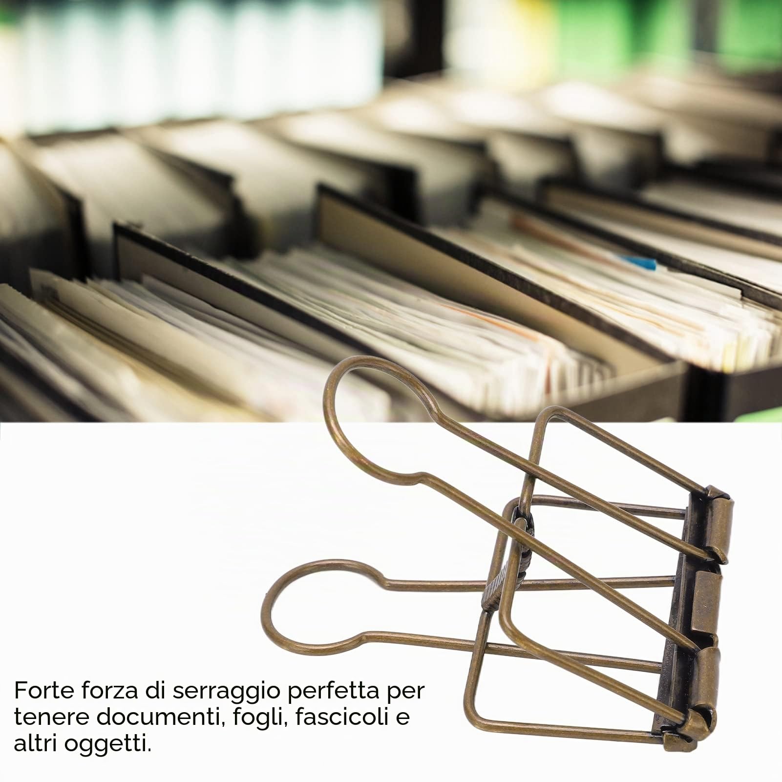 30 Pezzi Clip Fermacarte in Filo Metallico, 51x95mm Clip per Raccoglitori Multiuso da 2 Pollici Scavate per La Carta per Ufficio Scolastico a Casa(Bronzo)