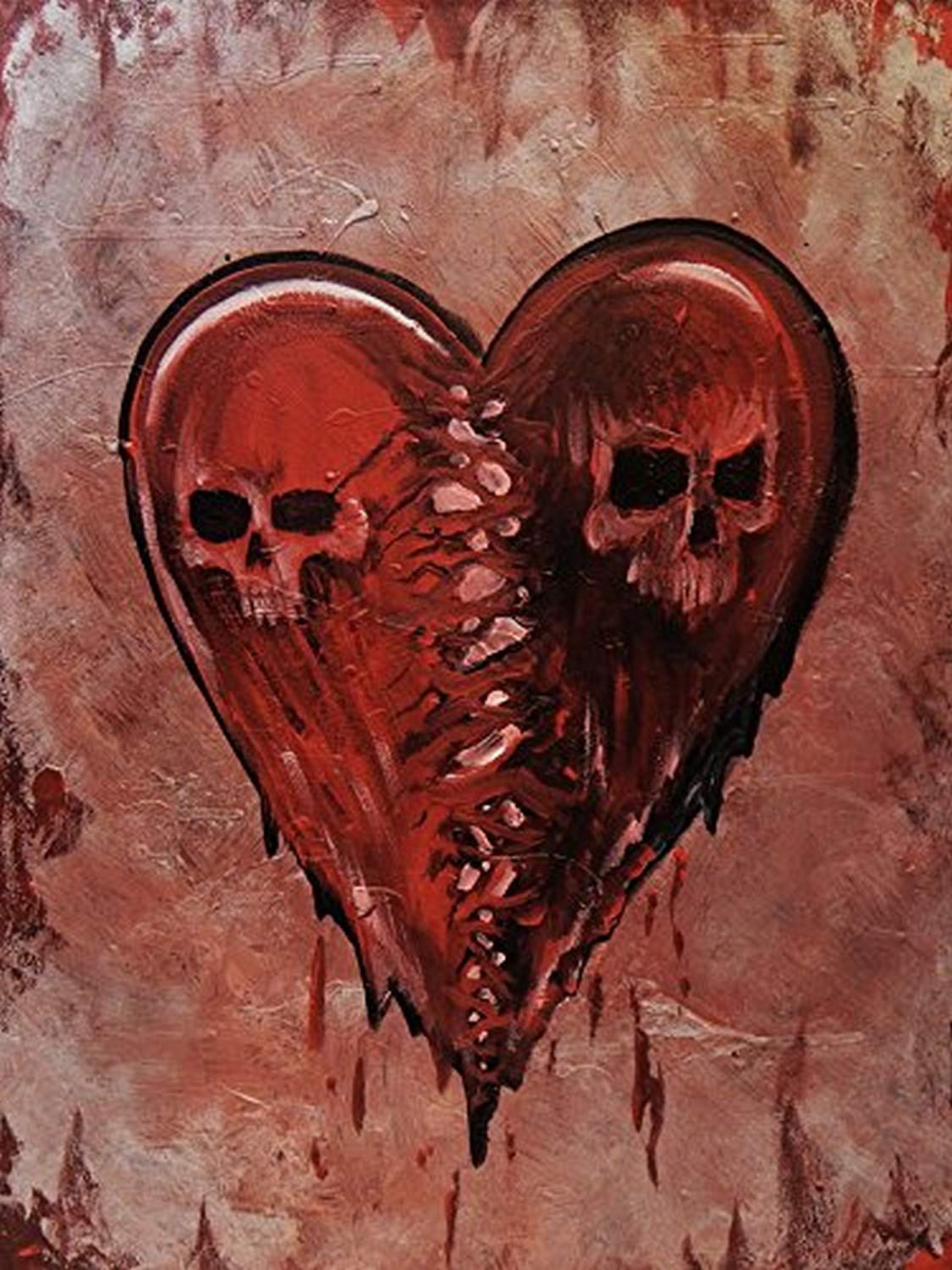Amazon.com: buyartforless Canvas 'Til Death' Skull Heart Painting