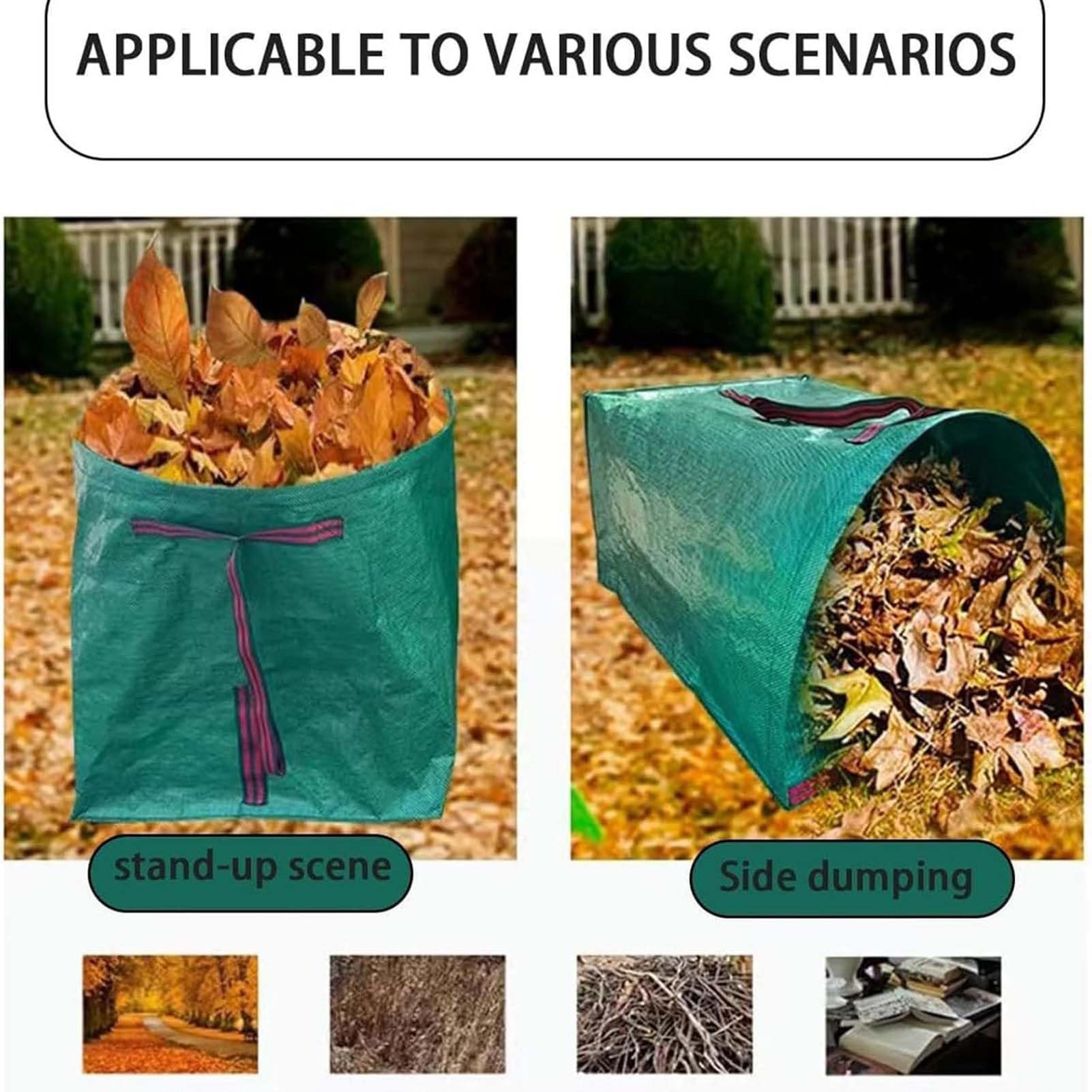 Bolsas para recoger hojas de césped y jardín para limpieza al aire libre, ideal para recoger hojas, desechos y recortes de césped