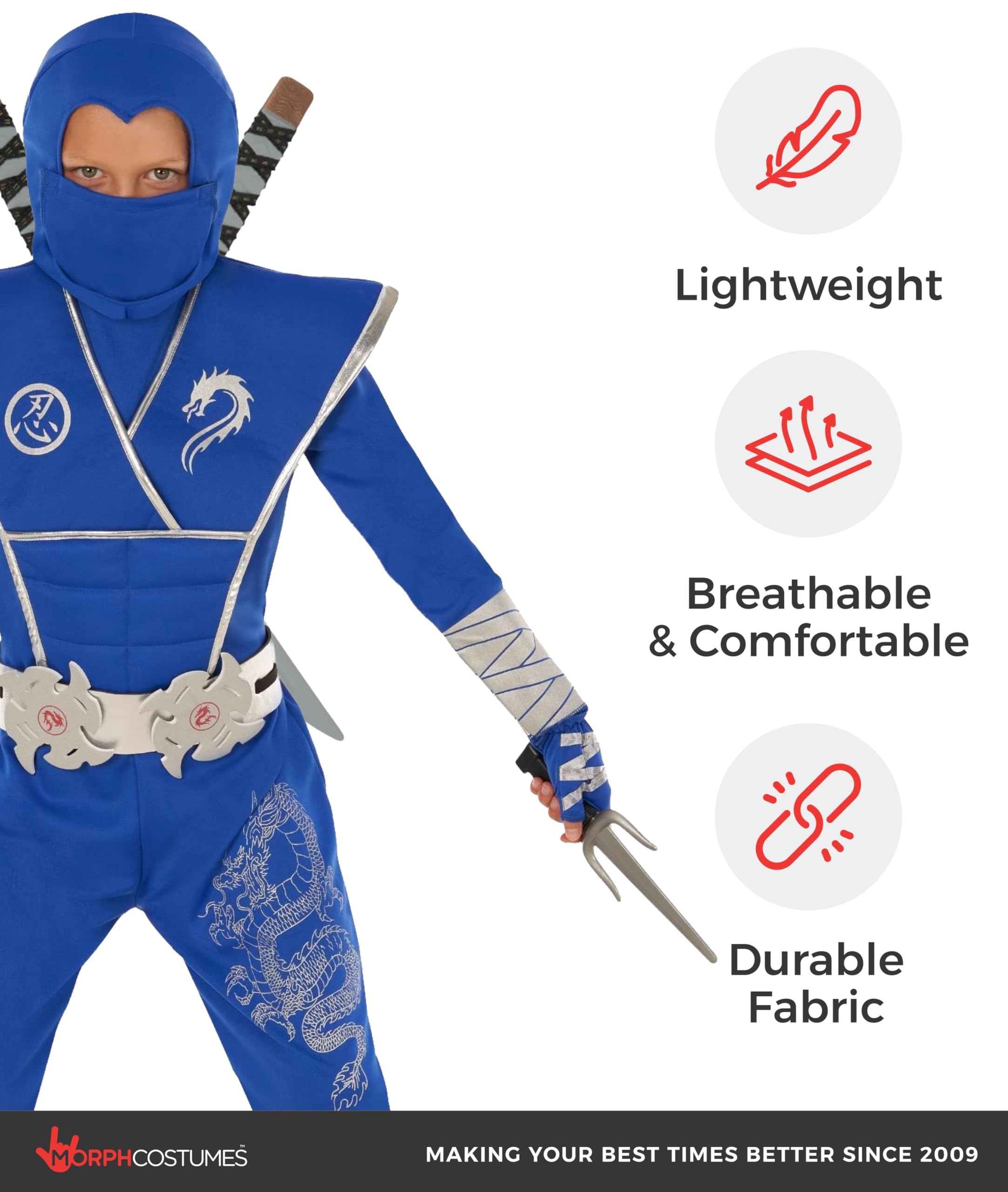 Morph Costume Ninja Bambino, Vestito Halloween Bambini, Costume Ninja Bambini Carnevale