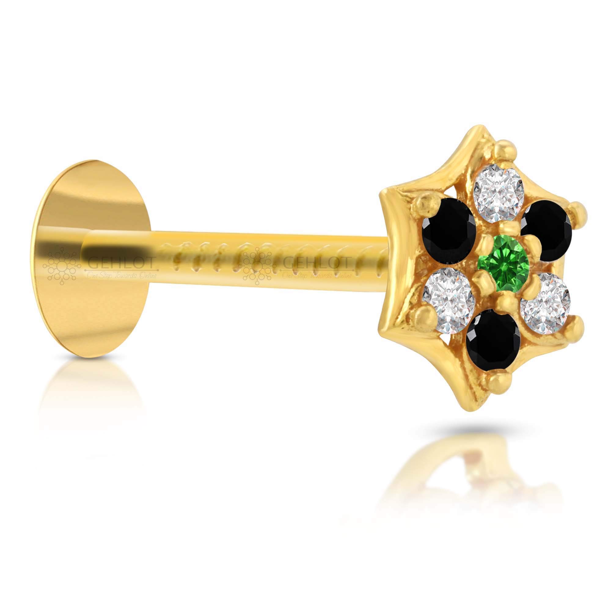 GEHLOT ; OneStep Towards Online Gold Plated Nose Pin Stone Design | Style30 | Yellow Gold Nose Pin Stud | Diamond Piercing Nose Stud For Women and Girls (B092JBYFJ3) Amazon Price History, Amazon Price Tracker