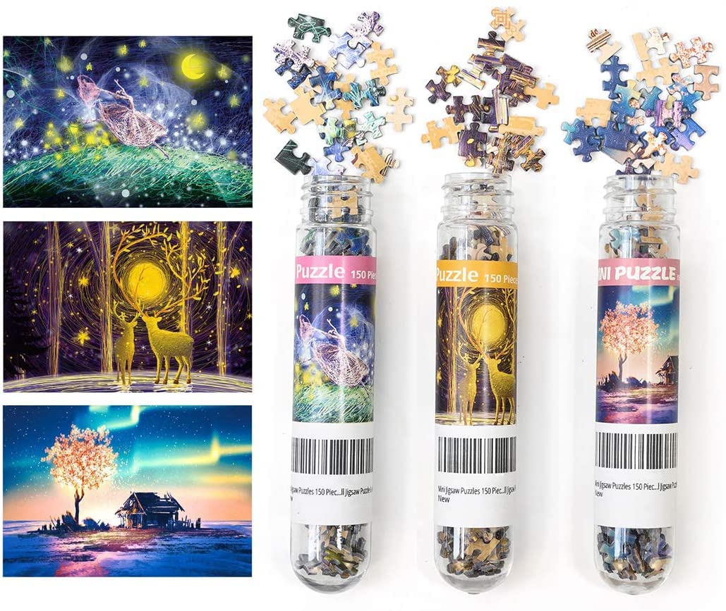 3 Pack Mini Jigsaw Puzzles 150 Pieces for Adults Small Jigsaw Puzzle 6 x 4 Inches House Entertainment Toys Home Decor Puzzles