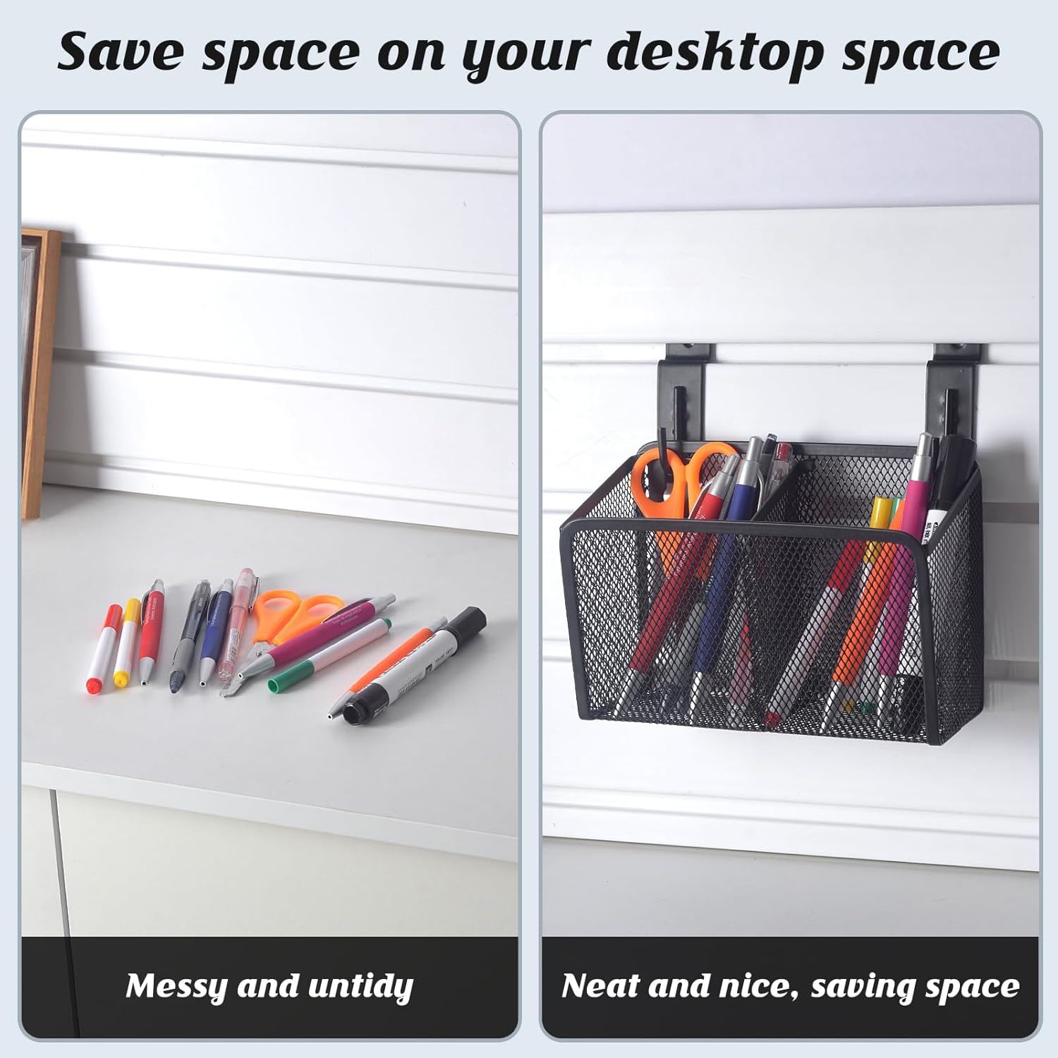 Wall Hanging Pencil Holder With Slatwall J Hooks Slatwall Pencil Cup Wall Mounted Pen Holder Wall Marker Holder Metal Pencil Holder For Paintbrushes Pegboard Classroom Home - Image 5