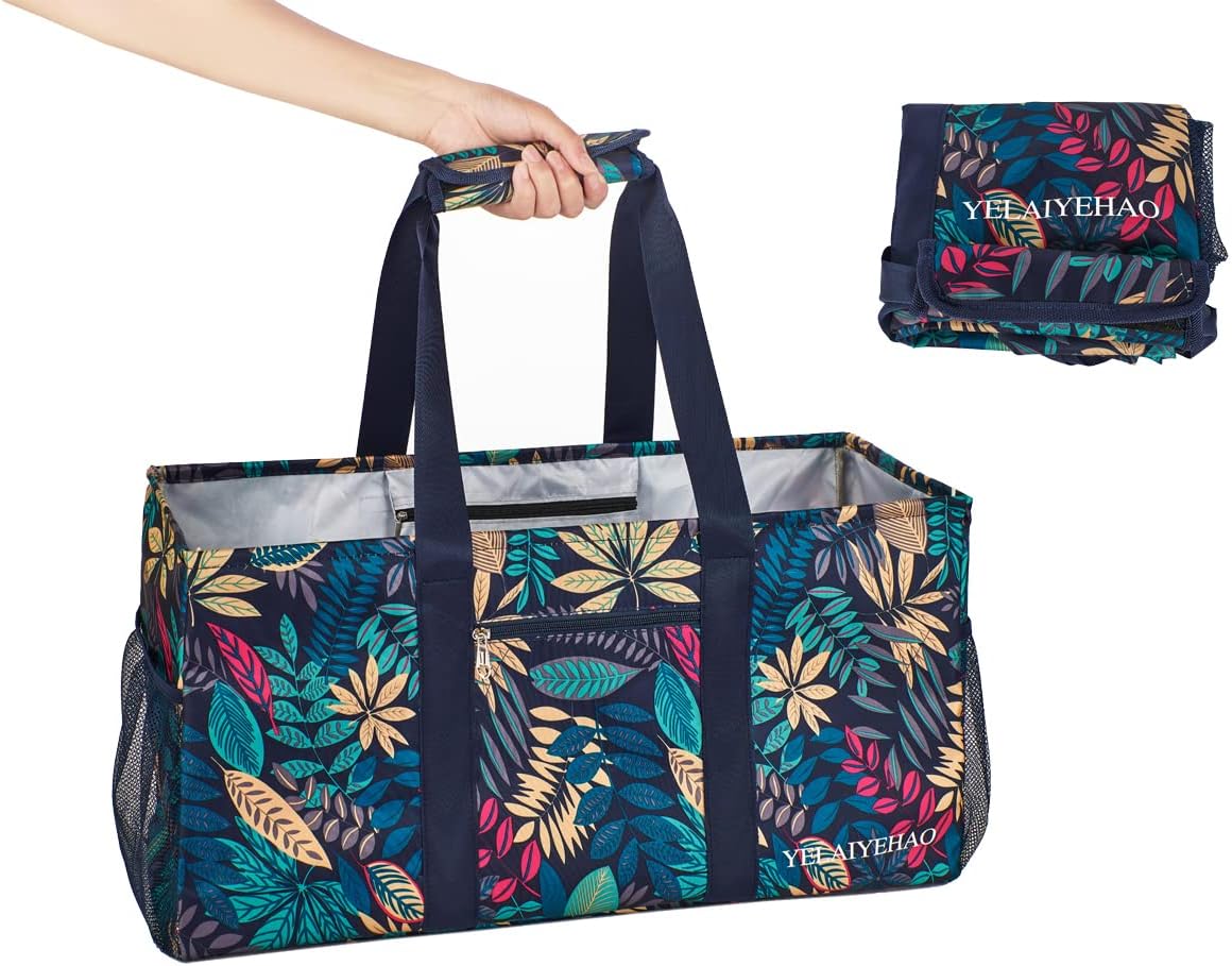 YELAIYEHAO Large Utility Tote Bag, Foldable Collapsible Tote for Storage Pool BeachShopping picnic laundry gym and Luggage - Image 2