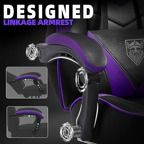Miniatura 7 de Vonesse Silla para videojuegos, silla de juegos de respaldo alto con reposapiés y masaje, sillas de juegos para adultos con cojín de resorte de