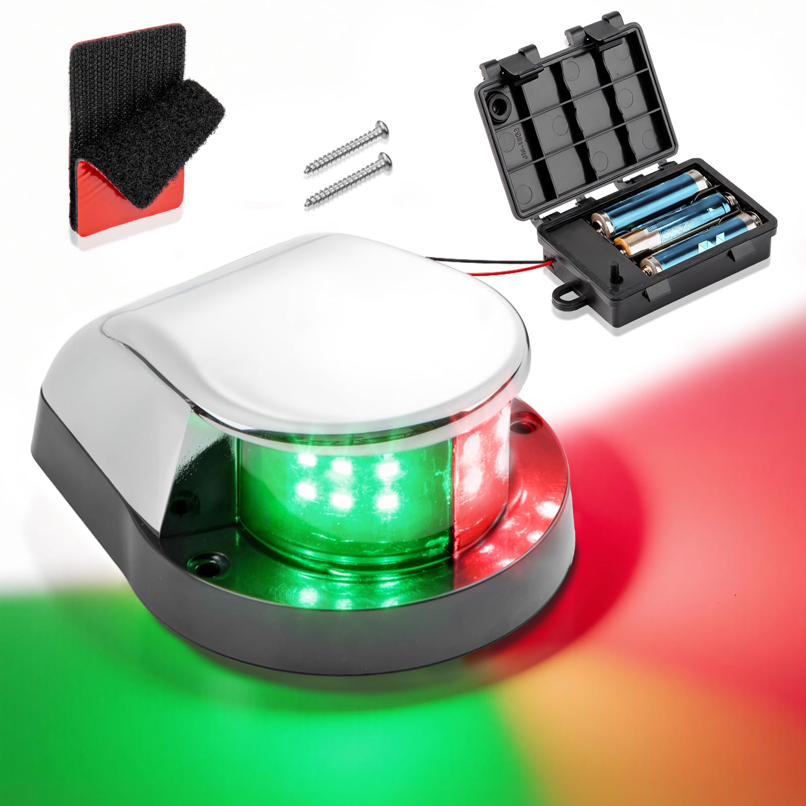 Luci di Navigazione a LED per Barche a Batteria, Installazione Senza Attrezzi, Impermeabili IP67, Luci di Prua Rosse e Verdi per Barche da Pesca, Barche a Consolle Centrale