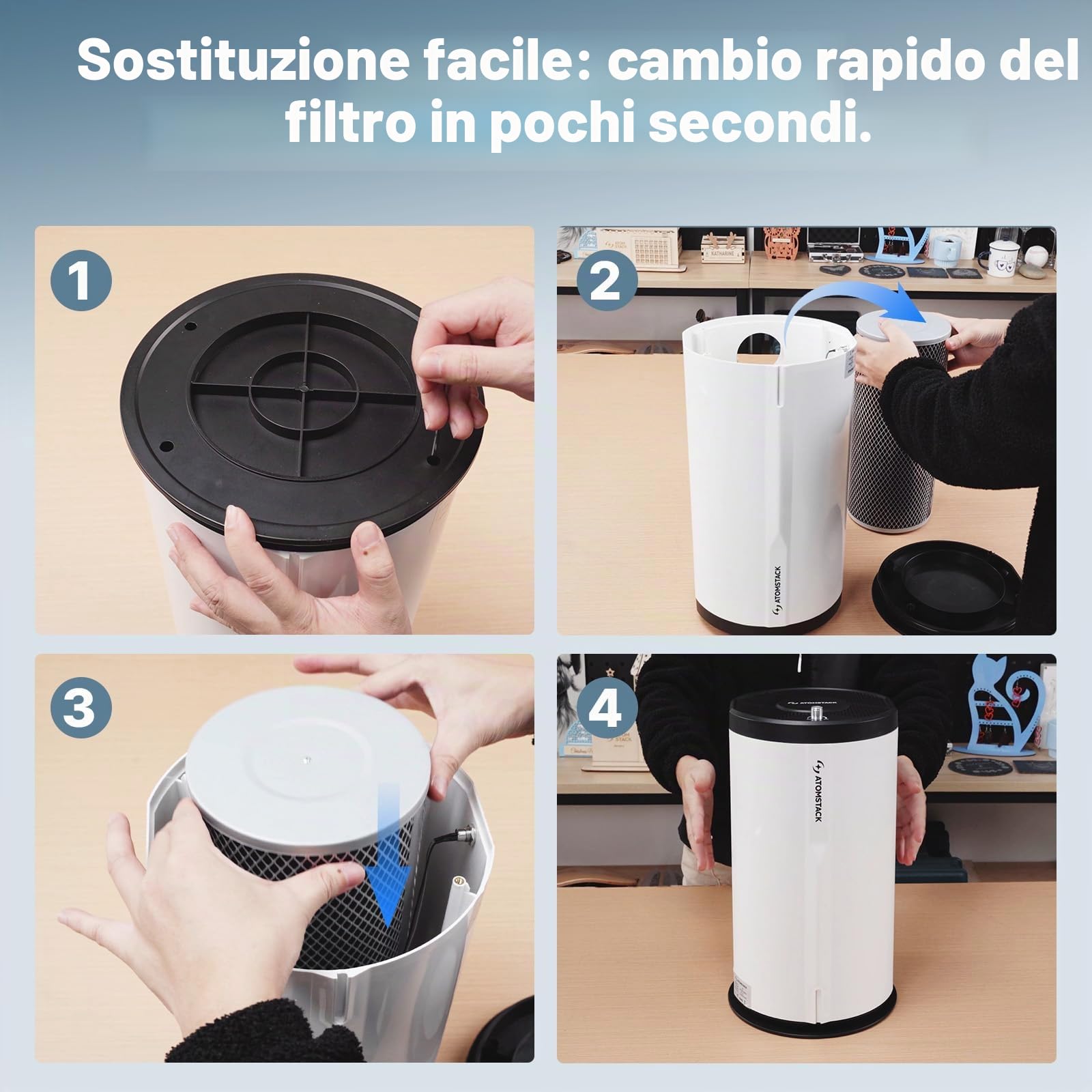 ATOMSTACK Purificatore d'aria D3, filtro sostituibile, detergente per macchina per incisione laser, sistema di filtraggio a 7 strati, set di filtri HEPA per purificatore d'aria