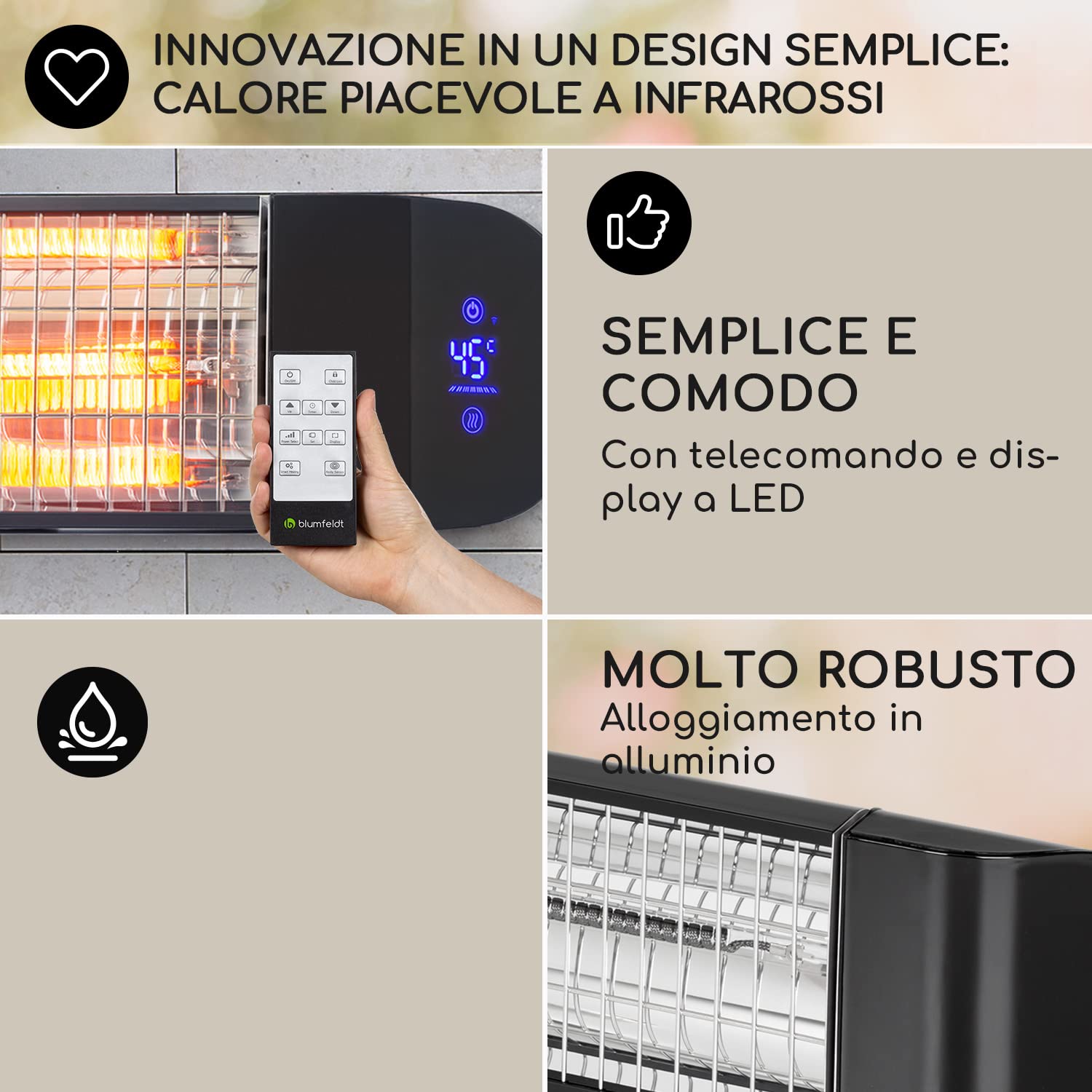 KLARSTEIN Smartwave - Lampada Infrarossi Riscaldante, Lampada Riscaldante a Raggi Infrarossi, IR ComfortHeat, Fibra di Carbonio, 2400 W, Termostato, Controllo con App e Wi-Fi per 7 Dispositivi, Nero