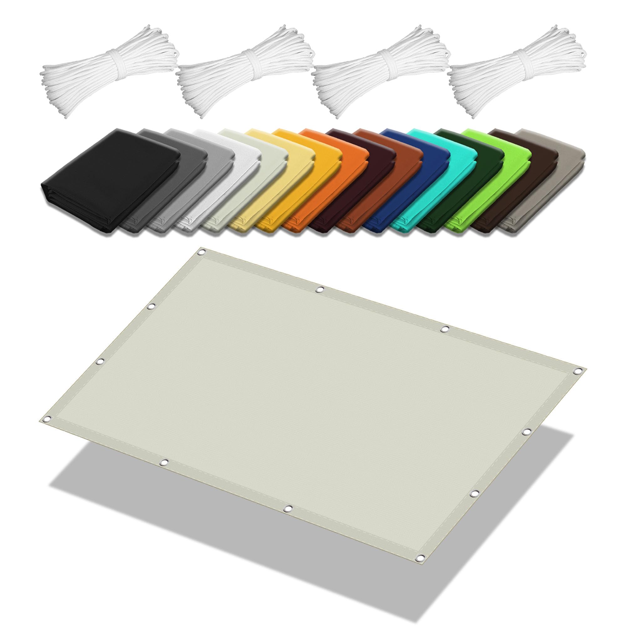 Voile pare-soleil rectangulaire haut de gamme en polyester blanc cassé robuste 2.6x3.5m