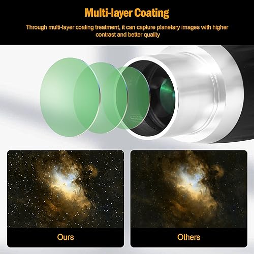 Miniatura 10 de Astromania Barlow Lens 5 x 1.25 pulgadas - TeleXtender de metal multicapa de 4 elementos para telescopio - Accesorios de telescopio de diseño
