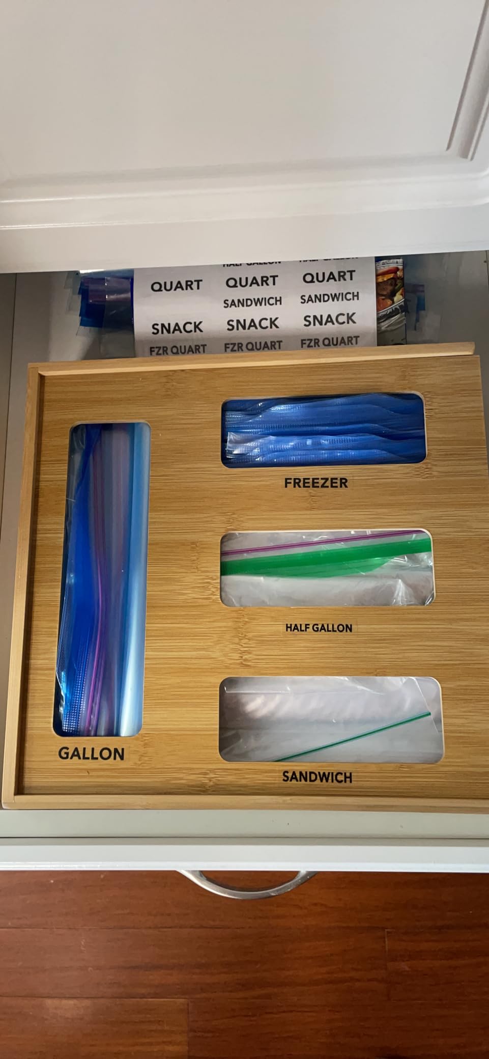 SpaceAid Bag Storage Organizer for Kitchen Drawer, Bamboo Organizer