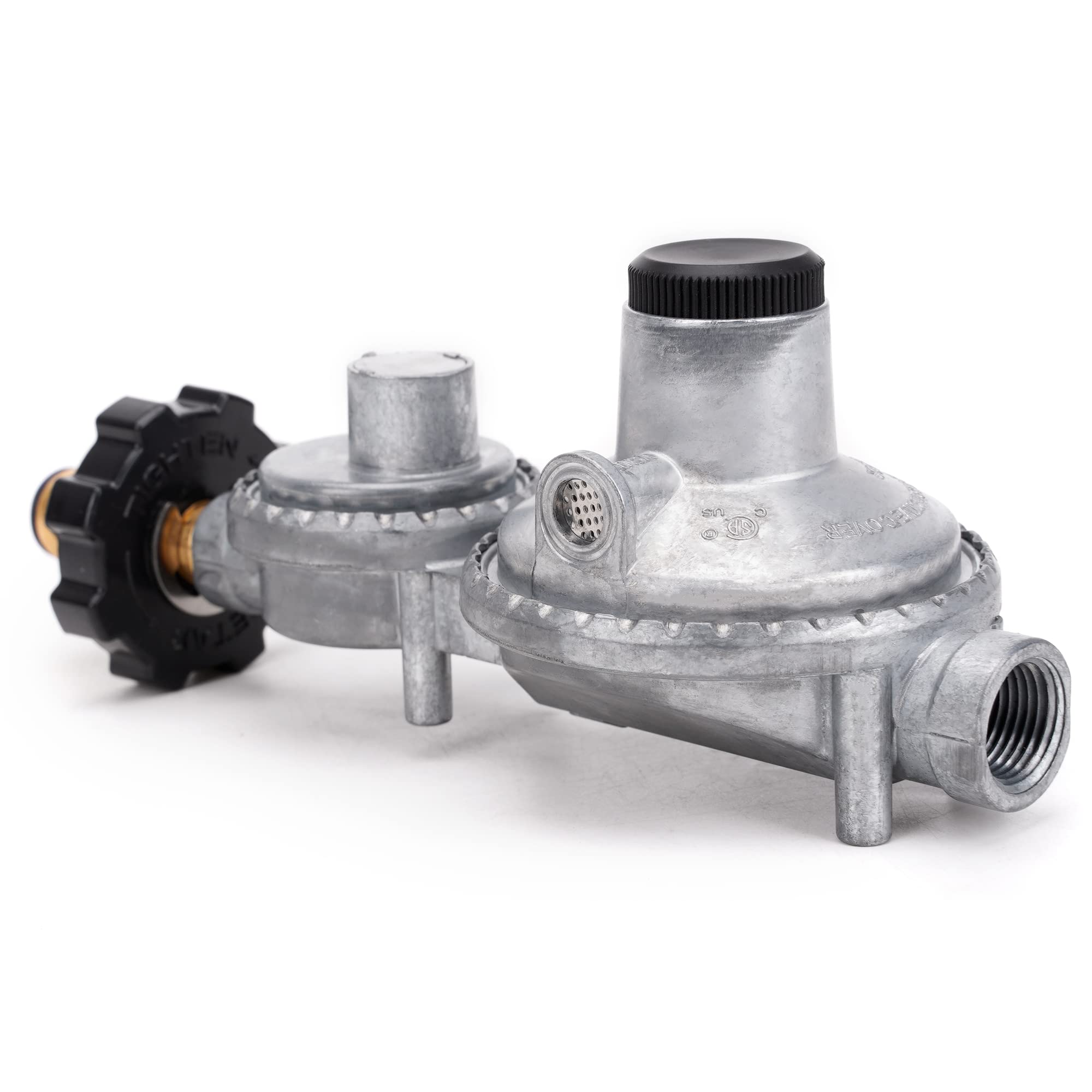 Stanbroil Poziomy dwustopniowy regulator propanu z żeńskim NPT 3/20.3 cm i POL do kampera, furgonetki, przyczep, kamperów