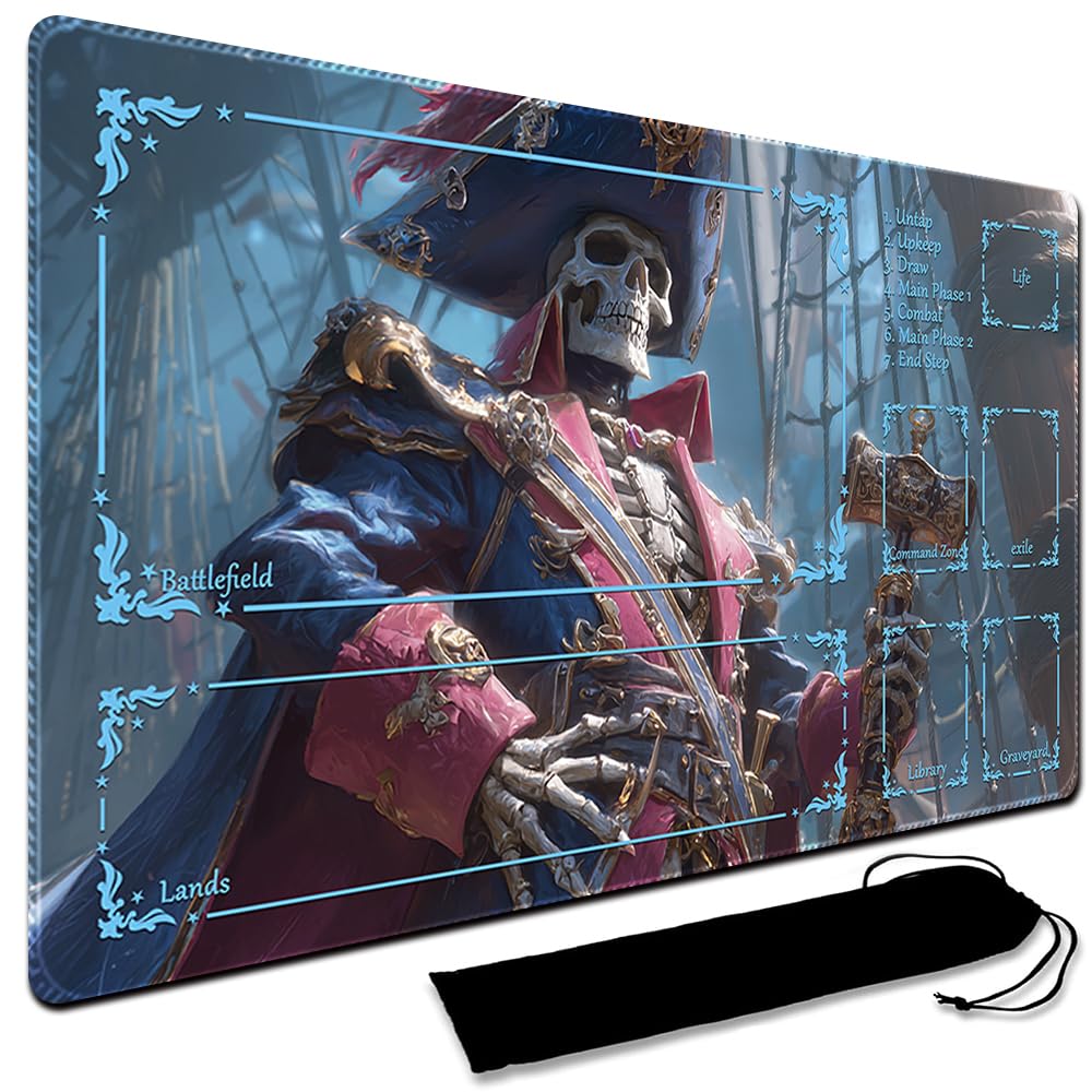 MTG Playmat,With Waterproof Storage black Bag Szie 60 x 35CM , With Zone MTG playmat Stitched Edges Game Play Mat Trading Card Game Playmats TCG Game Mat (With Zone,3)