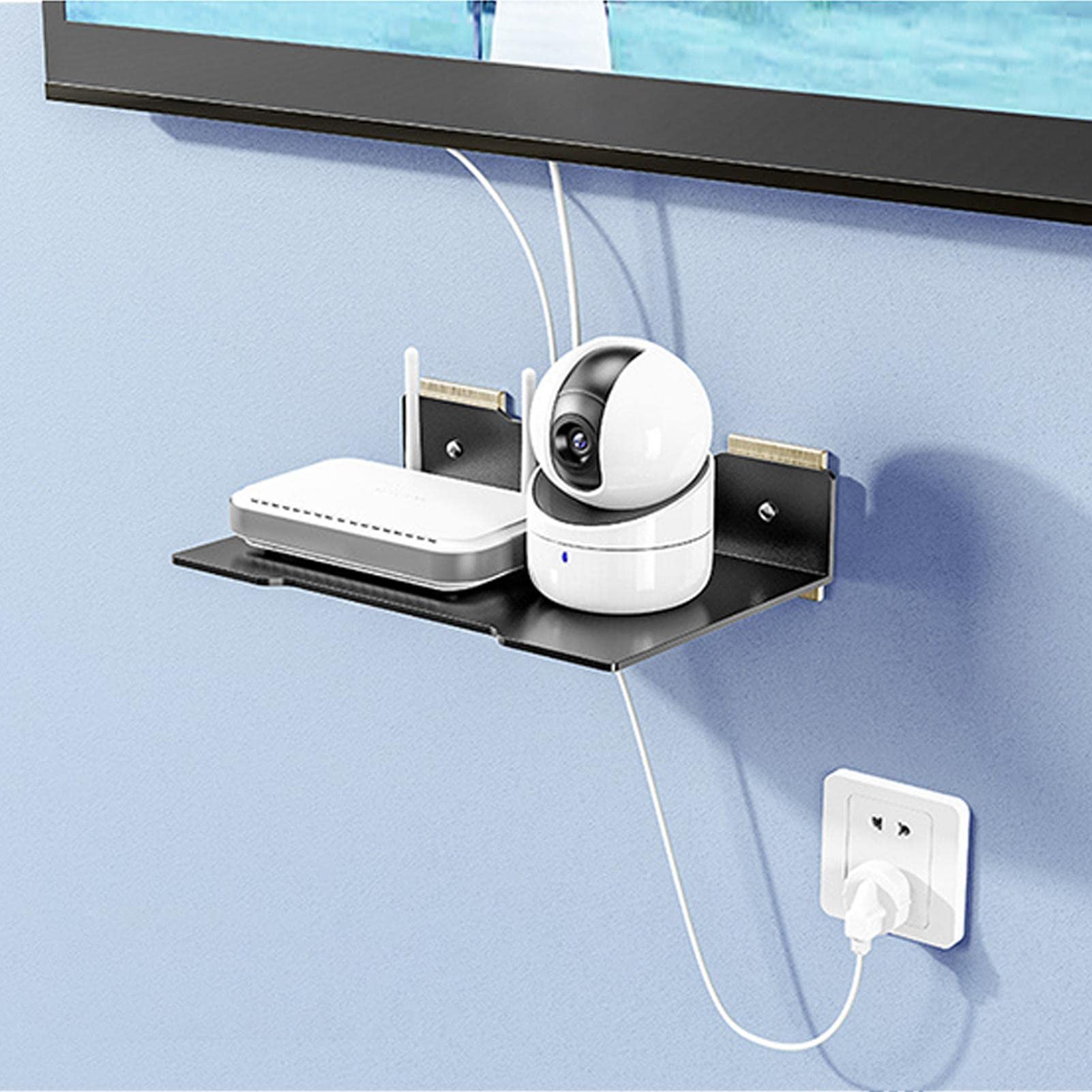 Mensola da parete per fotocamera, supporto da parete in metallo per TV Box, proiettore, lettore DVD, elegante soluzione di archiviazione per casa e ufficio, design salvaspazio