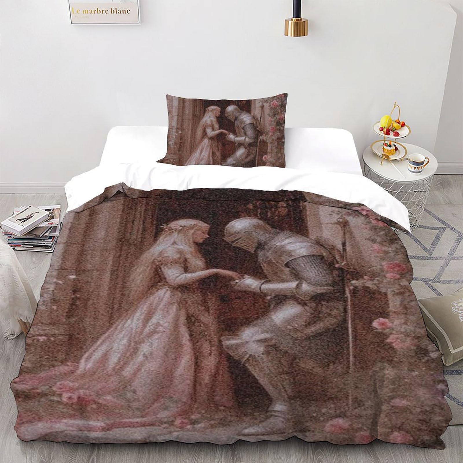 Housse de couette single Chevalier 135x200cm en microfibre avec fermeture éclair pour garçon