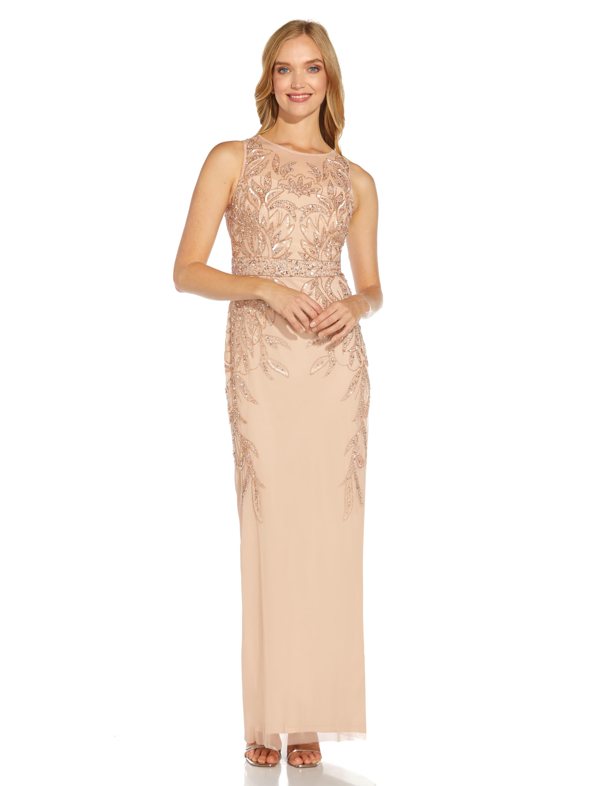 Adrianna Papell Women's Beaded Column Long Dress