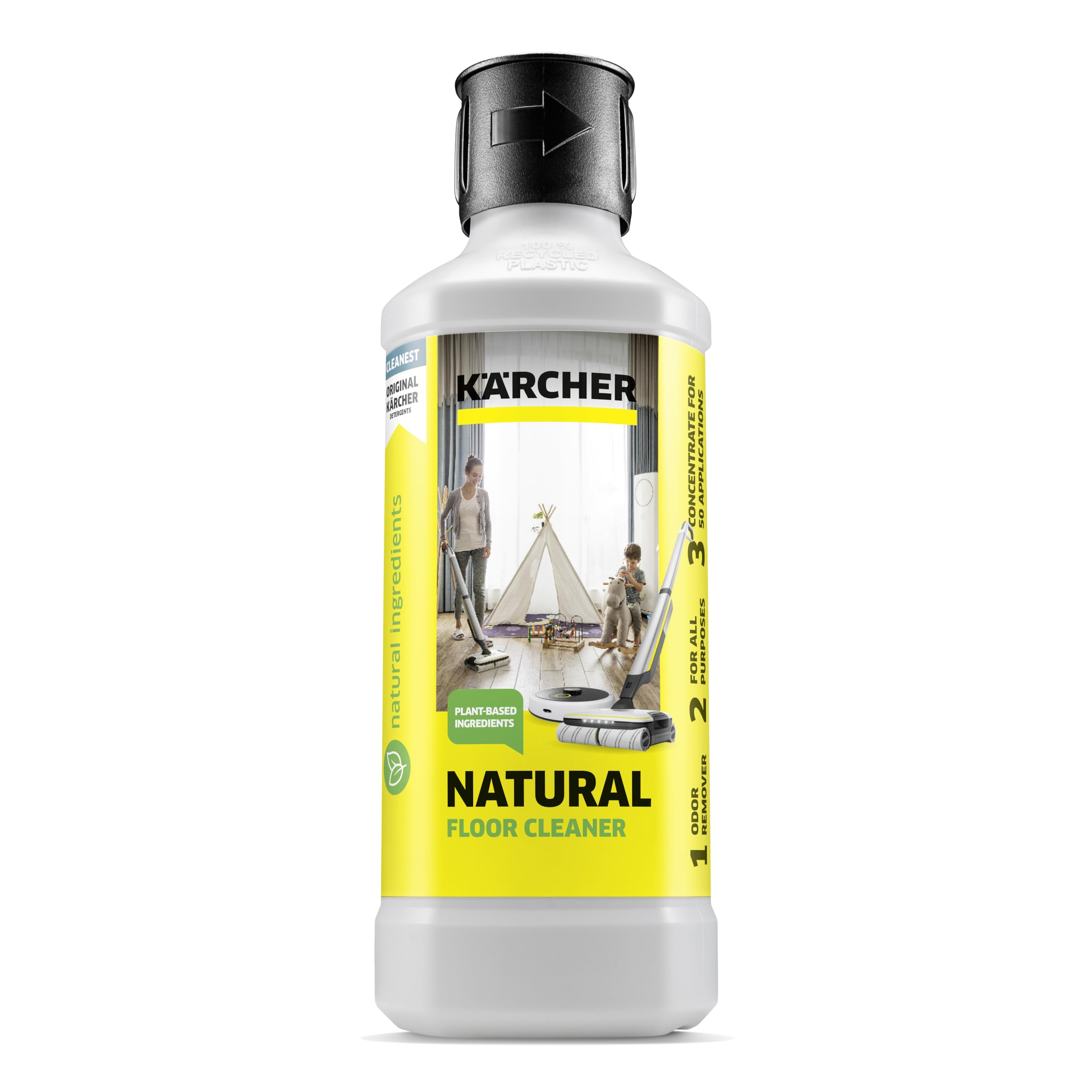 Kärcher Natural Floor Cleaner RM 538N Vegan, Silicone-Free, Microplastics, Dyes, Ideal for Families, Pet Owners, Powerful, for All Sealed Hard Floors, 0.5L