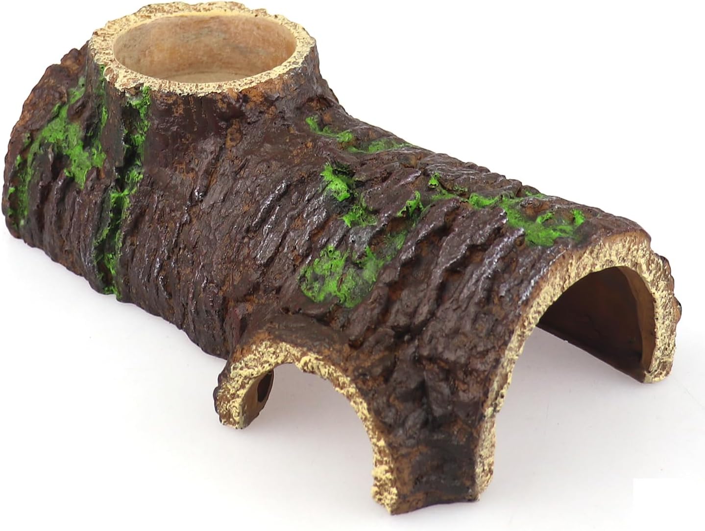 NANEEZOO Reptile Hide Cave Resin Bark Hideout Reptile Cave with Water Basin Reptile Shelter Sleeping Cave for Bearded Dragon Lizards Snakes Leopard Gecko (Modern)