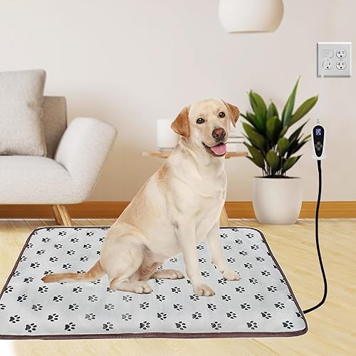 Miniatura 6 de Almohadilla térmica para mascotas para gatos y perros con temporizador de temperatura ajustable, alfombrilla de calefacción eléctrica para