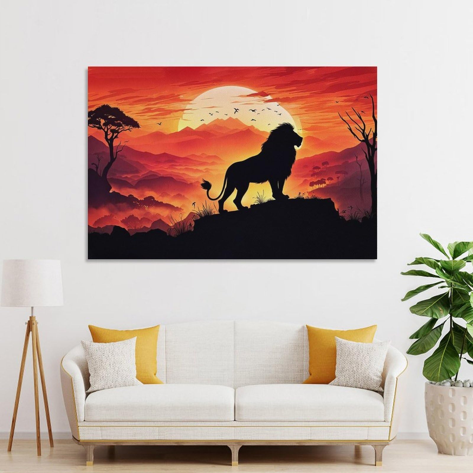 Junmoney Unframe-Style-17 Silhouette A Lion Room Decor Wall Art 20X30inch(50X75cm), For Lounge Decor, Offices Or Entryway Styling, A Flexible Wall Accent For Shared Spaces