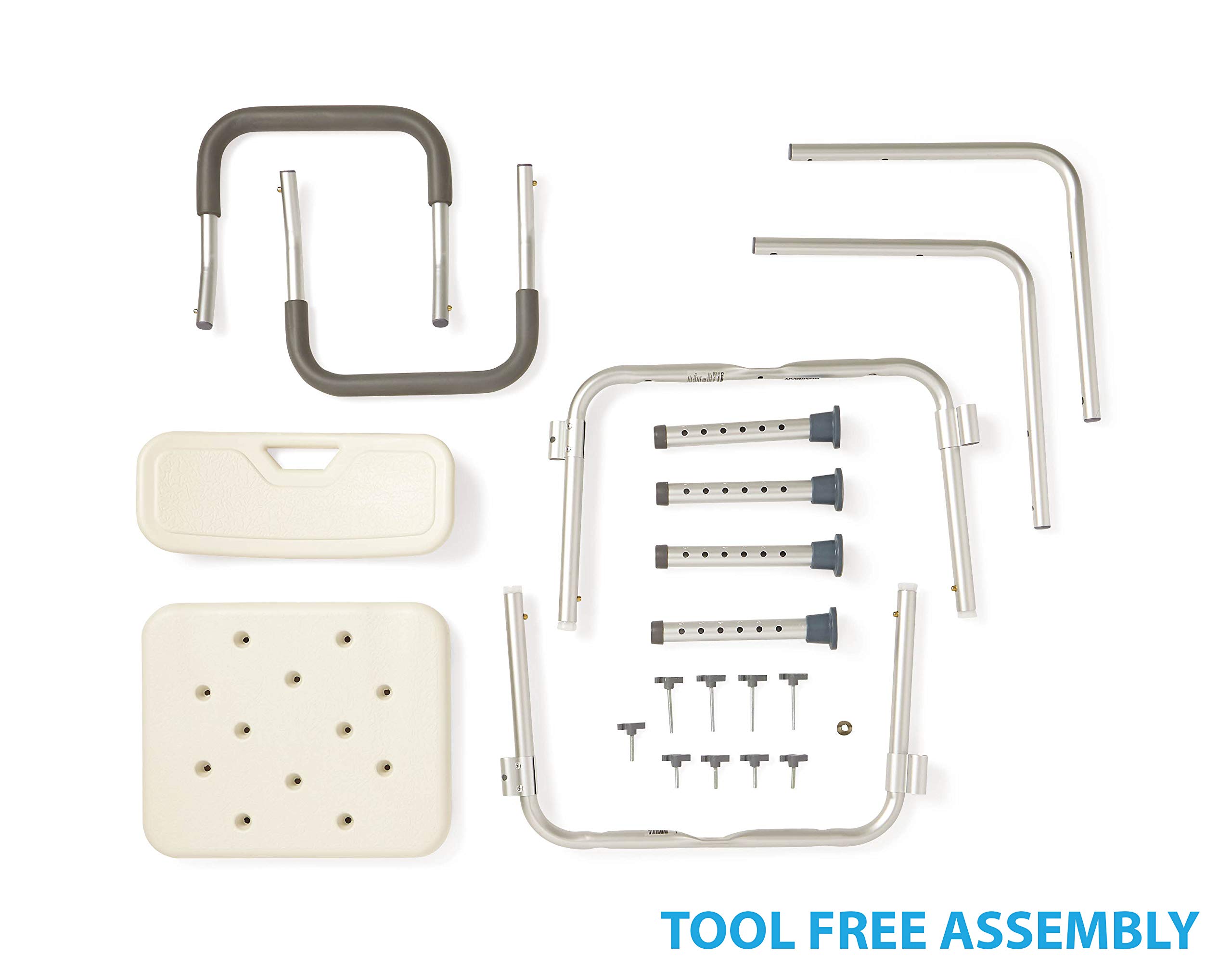 Medline Shower Chair Bath Seat with Padded Armrests and Back, Supports up to 350 lbs, White Buy