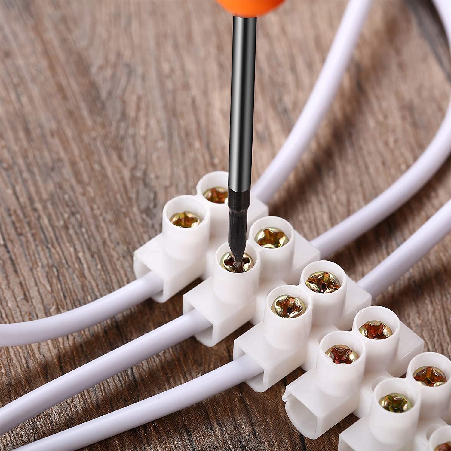 10 Pcs Bloques de terminales eléctricos 10A 380V Bloque de terminales de tornillo de doble fila Bloque de tiras de 12 posiciones para cables Conexión de electrodomésticos