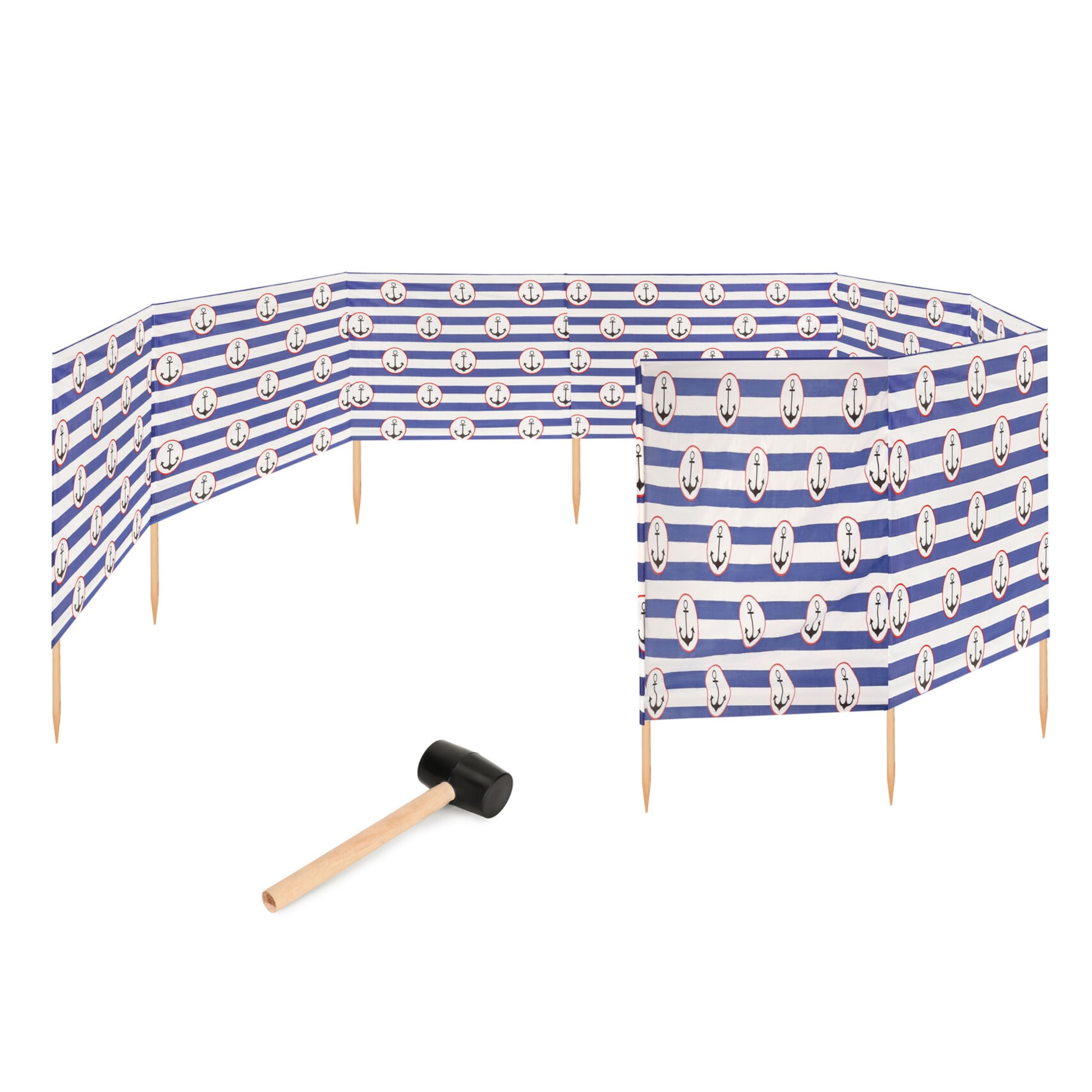 Garronda 12 m lang Windschutz Strand Sichtschutz mit Gummihammer GAEX001 | Windfang für Camping und Strandtage, praktisches Strandzubehör mit Holzstäben, als Sichtblende und Windbarriere im Sand