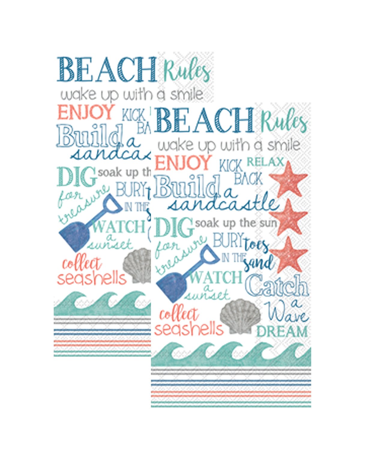 Ideal Home Range 3-Ply Paper Beach Rules, 16 Count Guest Towel Napkins Set of 2