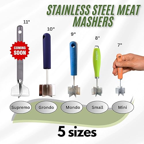 Miniatura 5 de Picador de carne moderno, de acero inoxidable pequeño, resistente, batidora de repostería y desmenuzar, mascerador de frutas  Retro Moderno