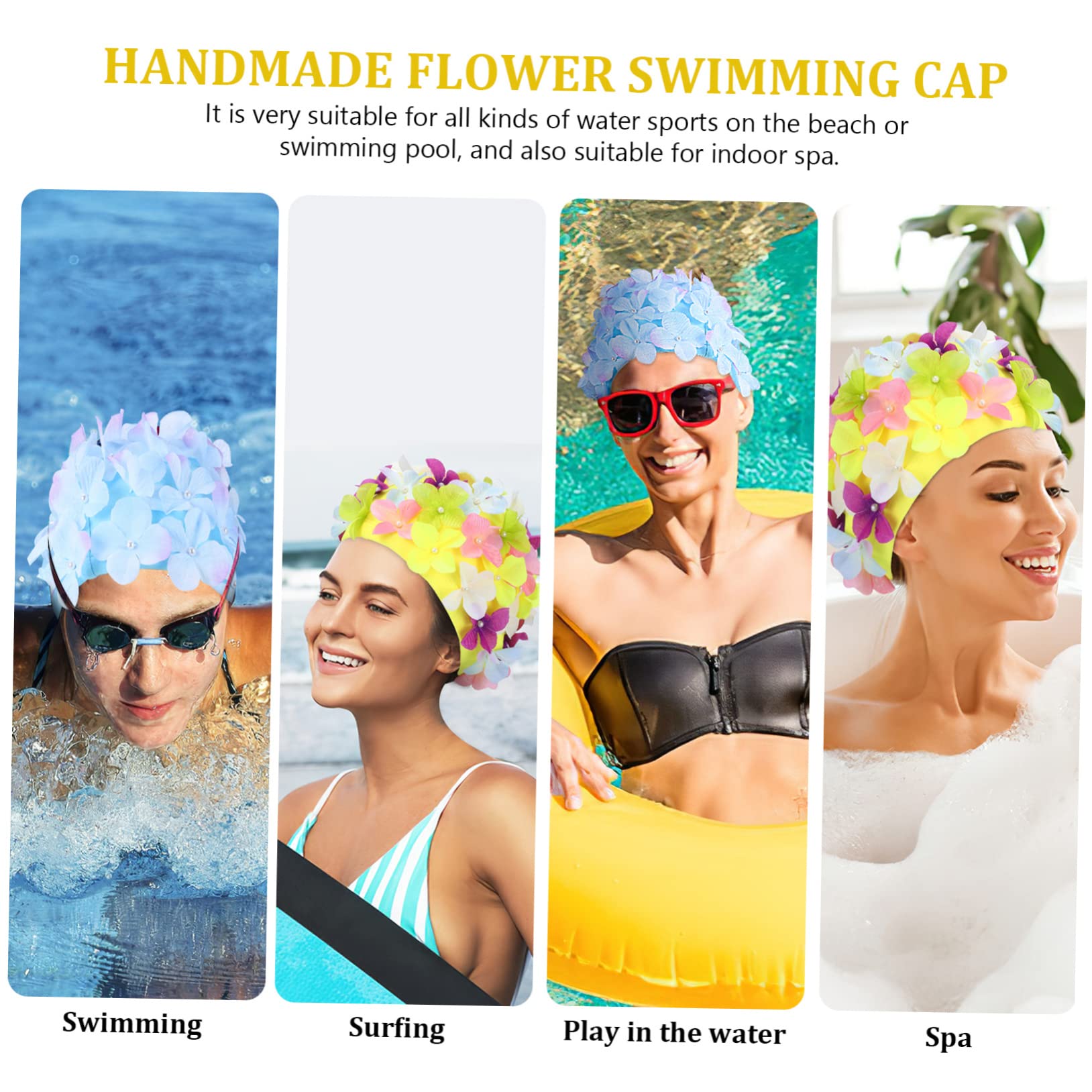 BESPORTBLE 2pezzi Cuffia Da Nuoto Floreale Per Donna Realizzata in Facil Indossare Togliere Adatta Per Capelli Corti e Lunghi Per Sport Acquatici in Spiaggia o Piscina Per Centri Benessere