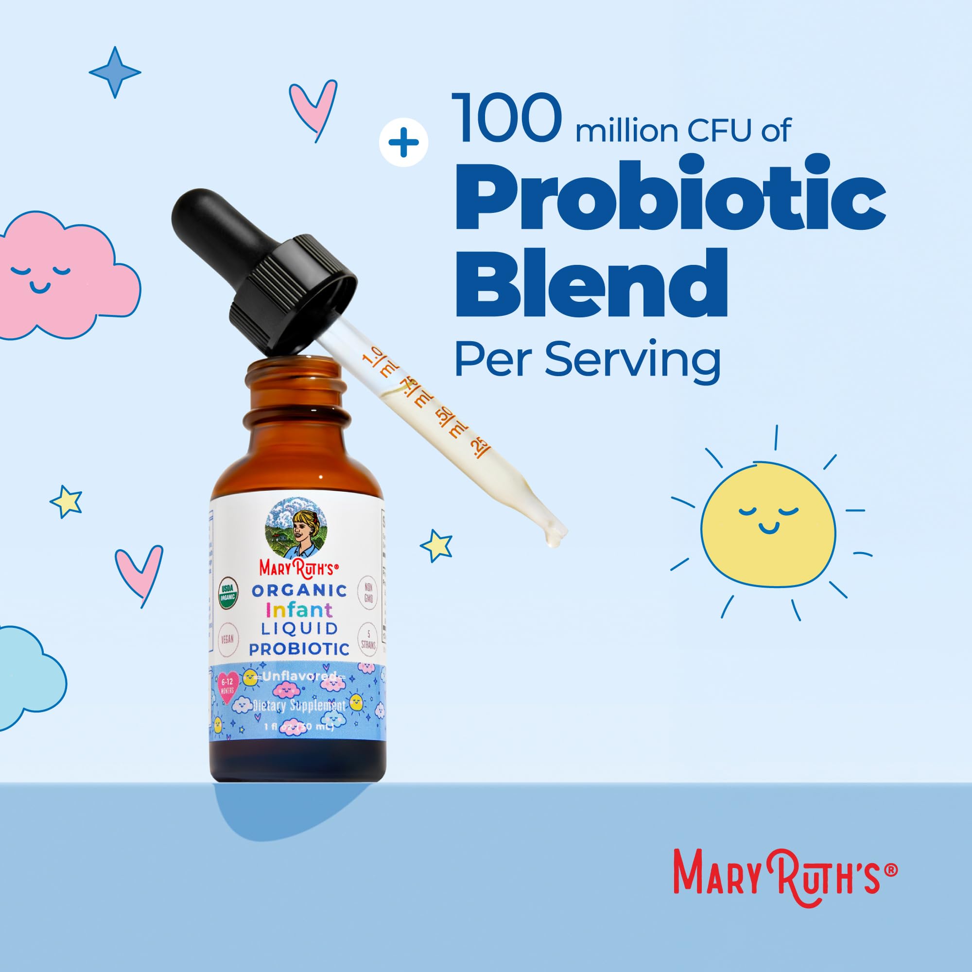 MaryRuth's Organic Infant Liquid Probiotic Drops, Ages 6-12 Months, 1 oz — Amazon image 6