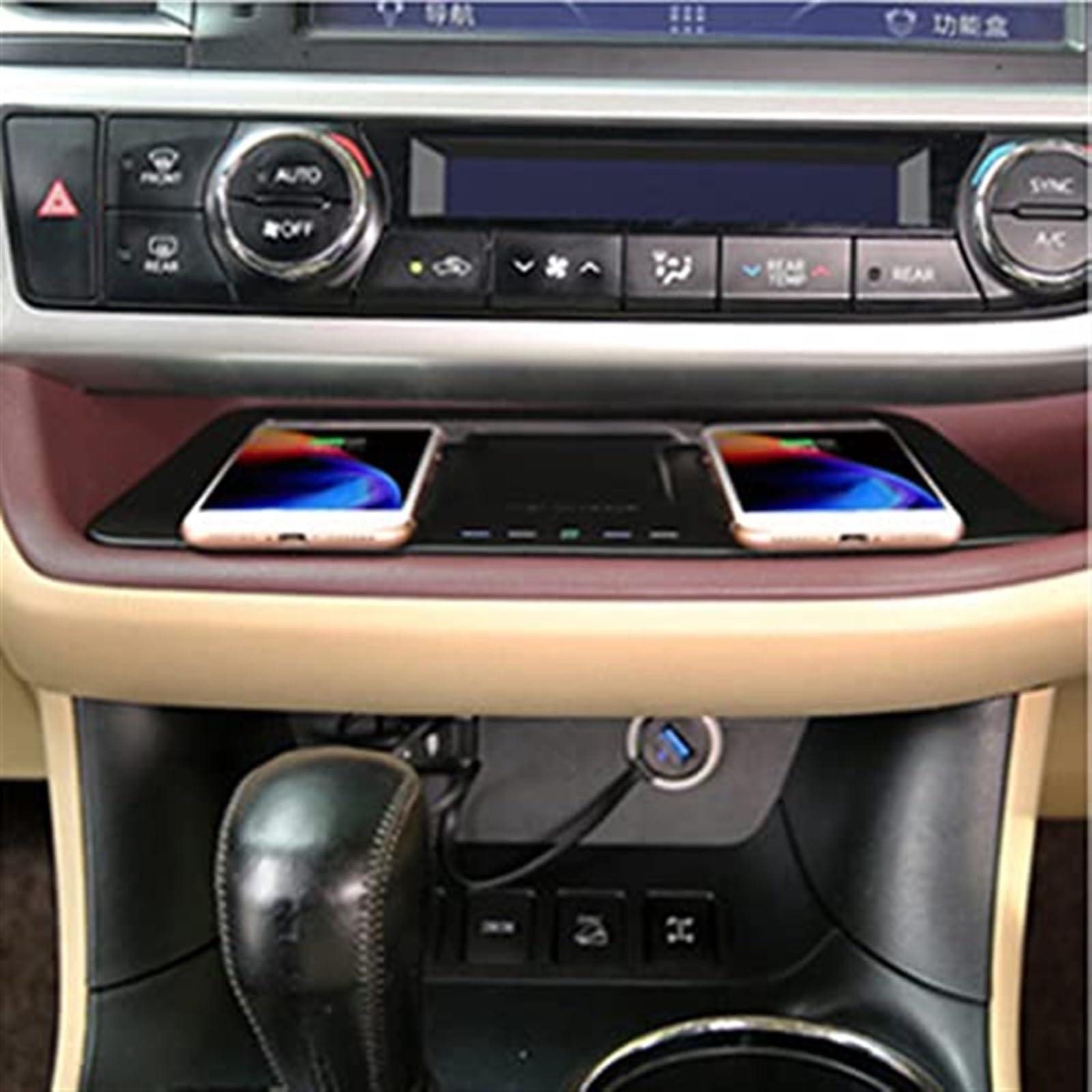 Bezprzewodowa ładowarka samochodowa 10W QI szybka ładowarka do telefonu płyta ładująca uchwyt do ładowania, dla Toyota, Highlander 2015 2016 2017 2018 2019 Bezprzewodowa ładowarka samochodowa