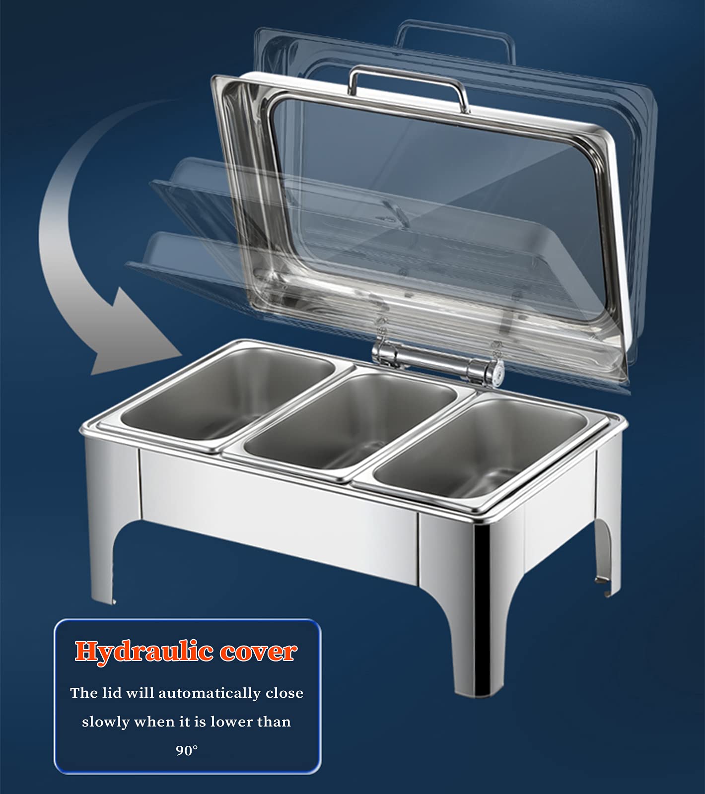 Scaldavivande Buffet Elettrico Chafing Dish Acciaio Inox, 9L Commerciale Scalda Cibo per Buffet con Coperchio in Vetro Trasparente e Clip per Pasti, Manopola Regolazione Temperatura (30-80°)