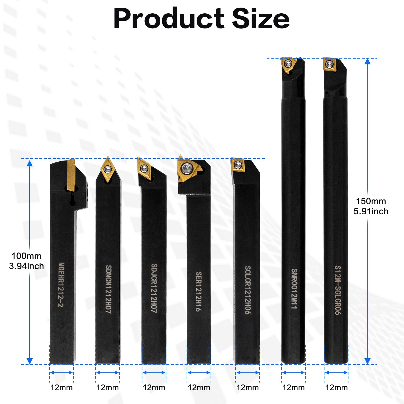 21Pcs Kit Indexable Lathe Turning Tool,1/2" 12mm Holder and Carbide Inserts — Amazon image 2