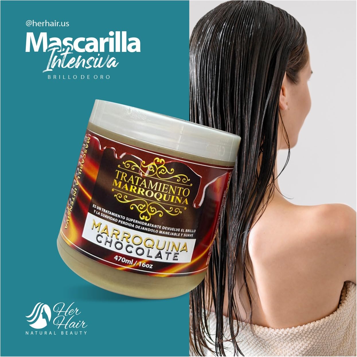 Chocolate Hair Treatment Mask – Deep Conditioning Hair Mask with Argan Oil, Hydrating & Repairing Mask for Dry & Damaged Hair – 16 oz