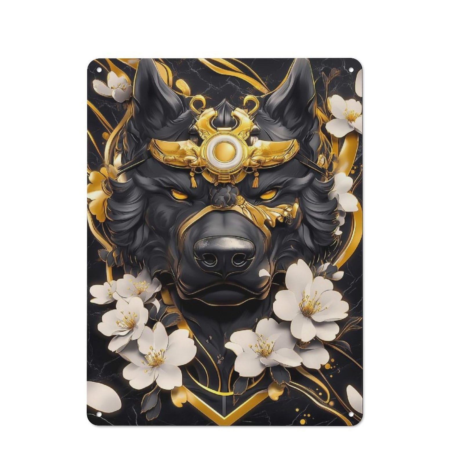 Junmoney Style-10 Cottage Style Black Rottweiler Dog With Gold Accents Country Metal Sign 40X30cm, Farmhouse Wall Decor For Farmhouse Kitchen, Pantry Or Dining Area
