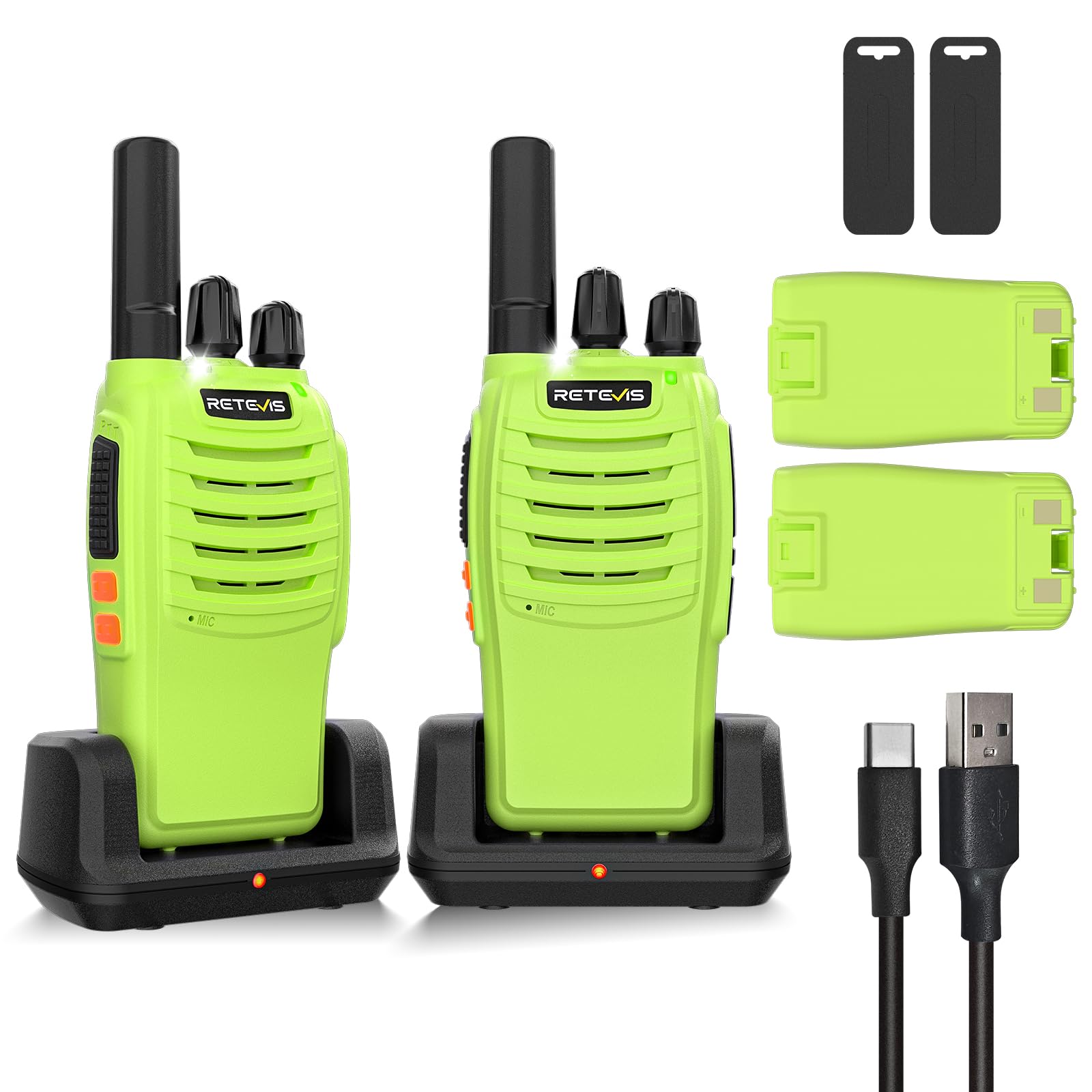 Retevis H777 Walkie Talkie Professionale con Batteria Ricaricabile, VOX, Type-C, Torcia, 1 Coppia