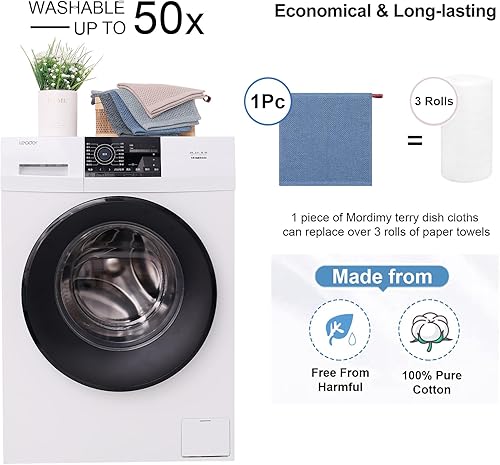 Miniatura 7 de Mordimy Trapos de cocina de algodón, superabsorbentes y sin pelusas, de tejido de punto gofre, de secado rápido, perfectos para lavar platos,