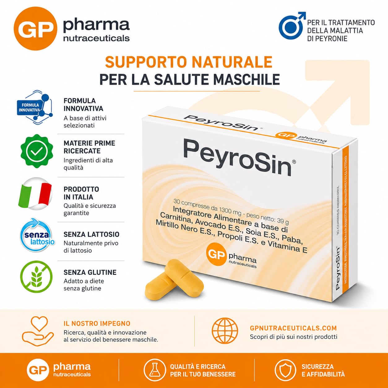 PeyroSin® – Integratore Uomo con Coenzima Q10, L-Arginina, Acetil L-Carnitina, Vitamina E, Zinco e Selenio | Supporto Antiossidante e Benessere Maschile | Formula Avanzata Made in Italy