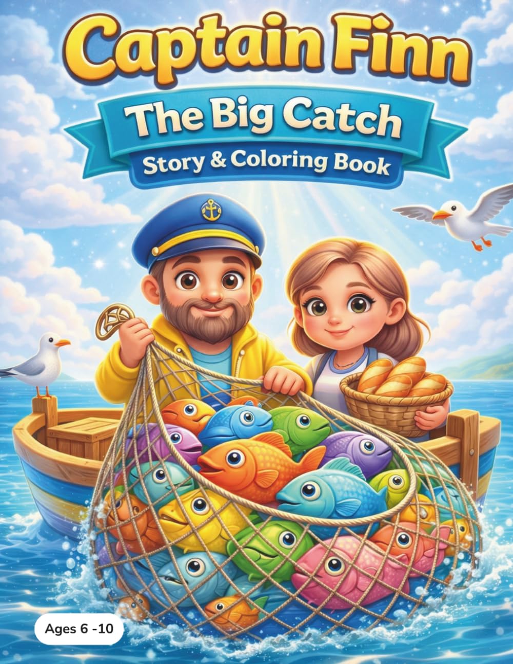Captain Finn - The Big Catch: A Story & Coloring Book About Sharing, Kindness, and Helping Others (Ocean Friends Adventures Coloring Story Books for Kids)